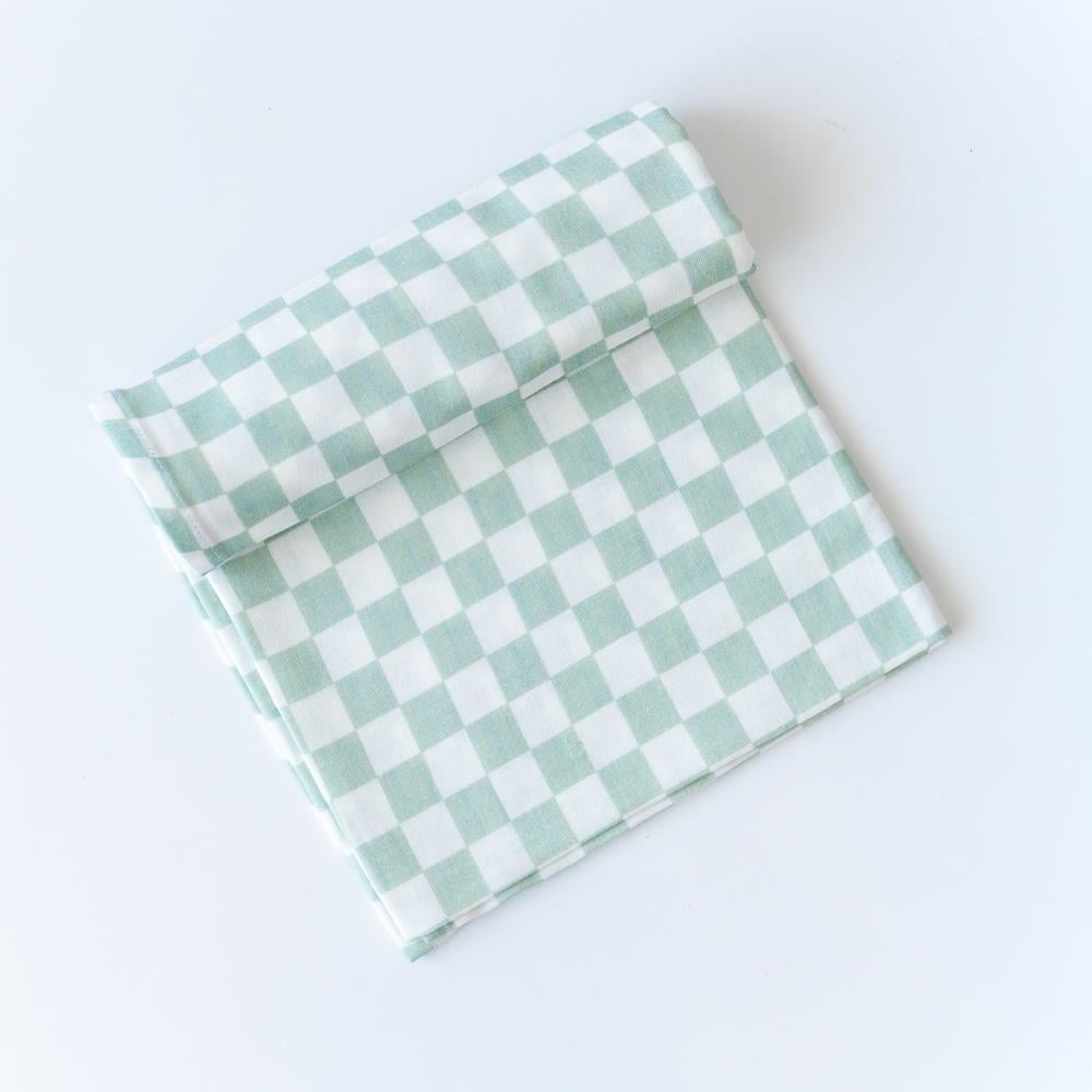 Mama Yoyo Çok Amaçlı Organik Müslin Örtü Mint Dama- %100 Pamuk - 100 x100 cm
