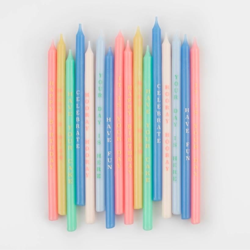 Meri Meri - Birthday Phrases Candles - Doğum Günü Tebrik Yazıları Mumlar (x16)