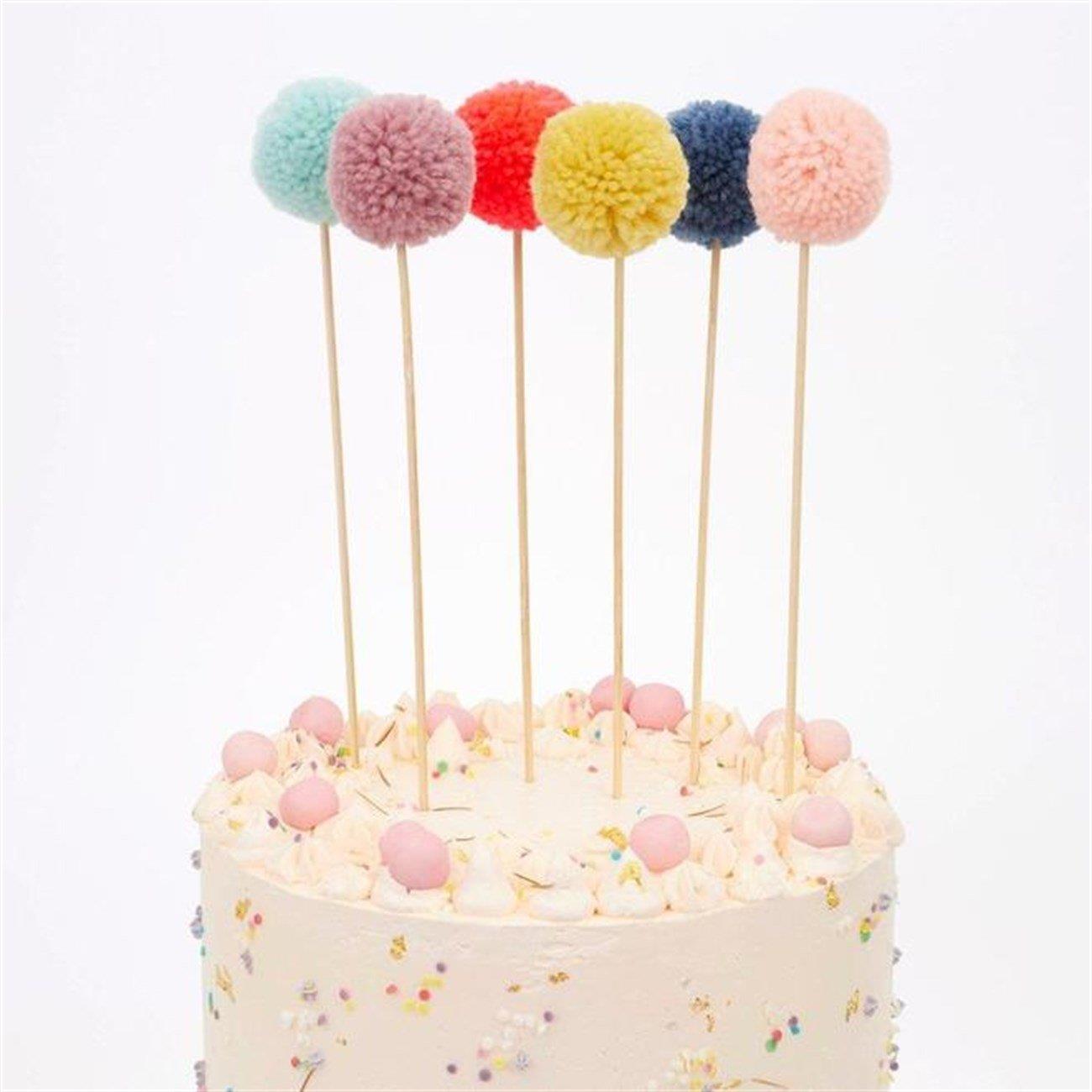 Meri Meri - Multi Pompom Cake Toppers - Çok Ponponlu Pasta Süsü