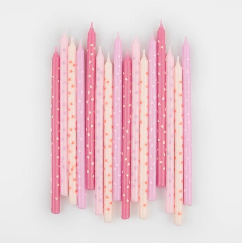 Meri Meri - Pink Stars Candles - Pembe Yıldızlar Mumlar (x16)
