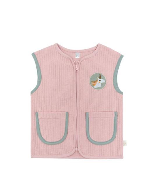 Miela Kids Kontrast Biyeli Kapitone Yelek - Somon STD