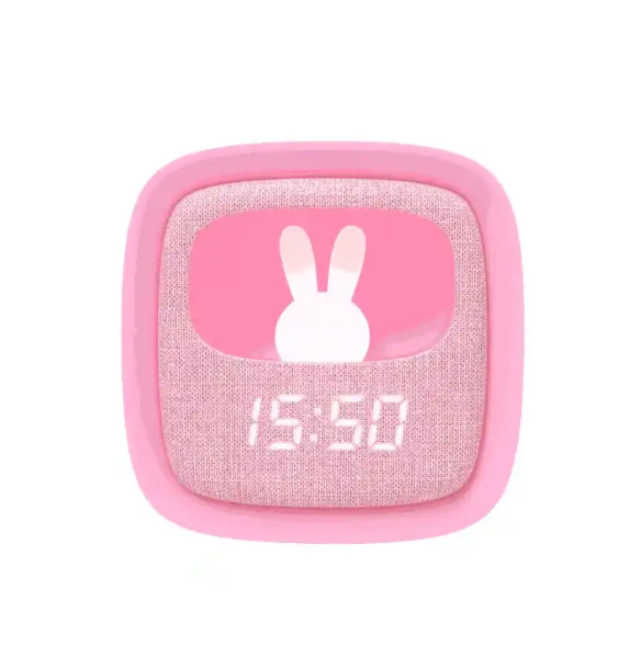Mob Şeker Pembe Tavşan Masaüstü Saati ve Gece Lambası