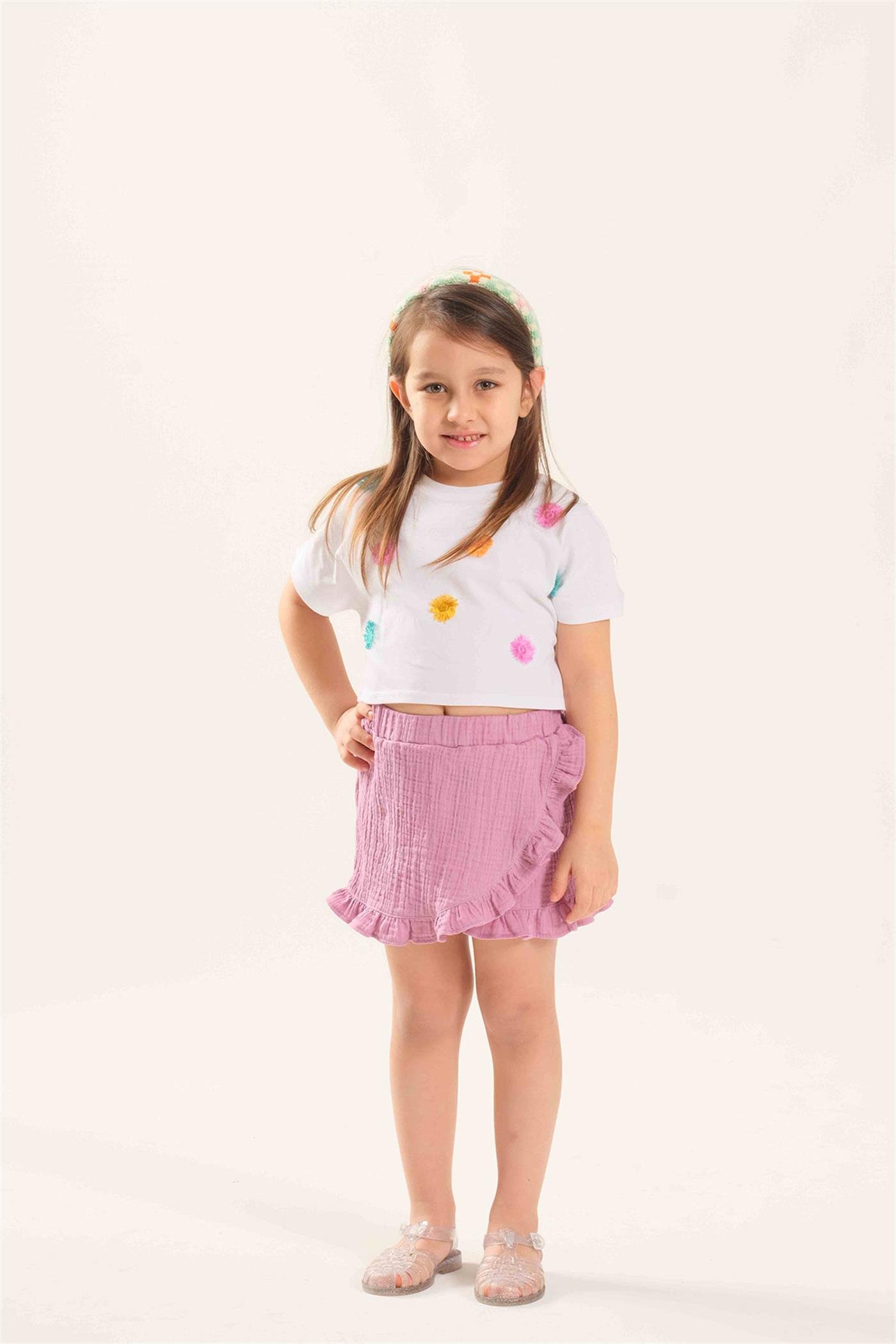 Müslin Şort Etek - Fuşya STD