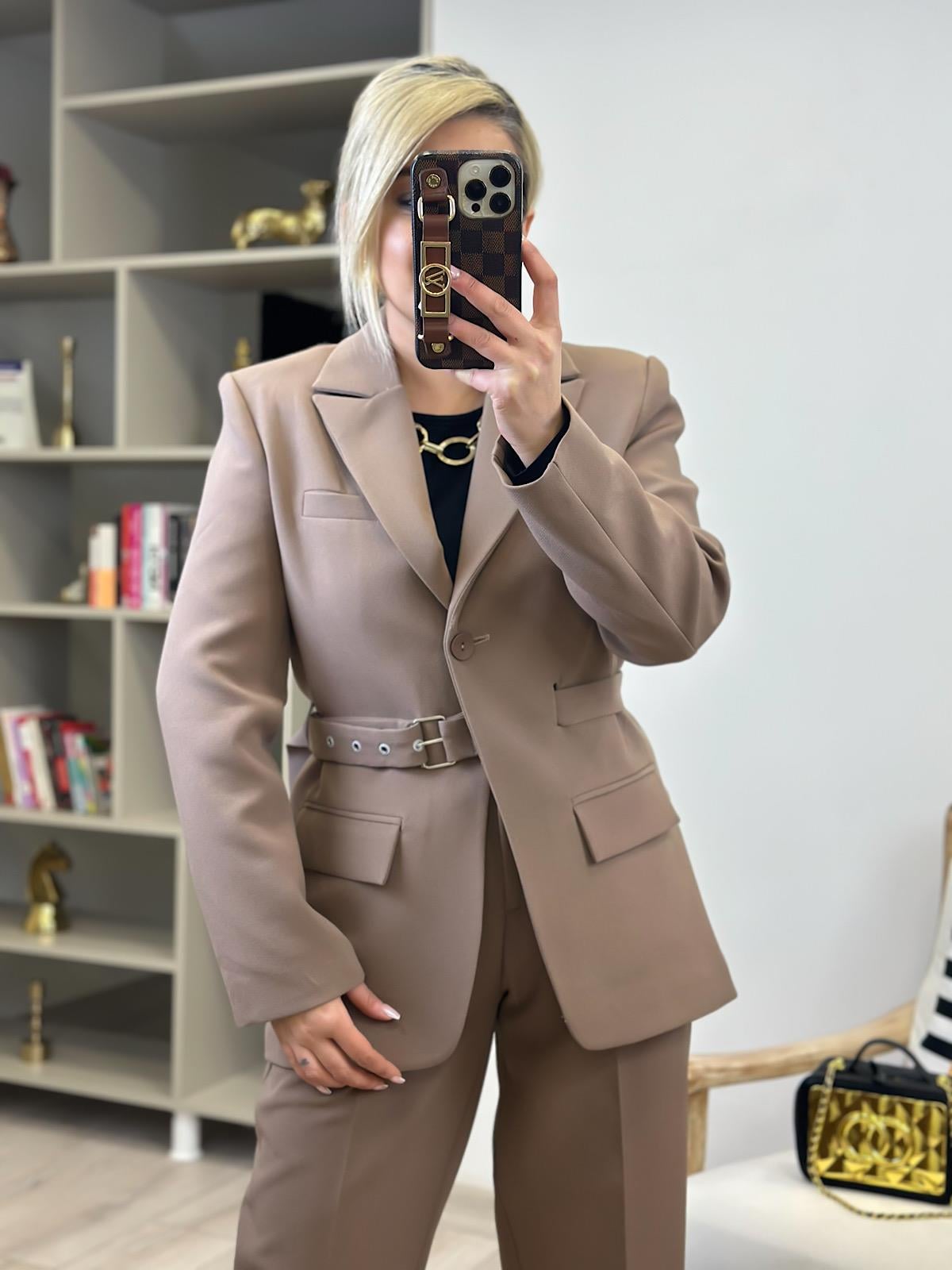 Adrian Kemerli Blazer Ceket VİZON