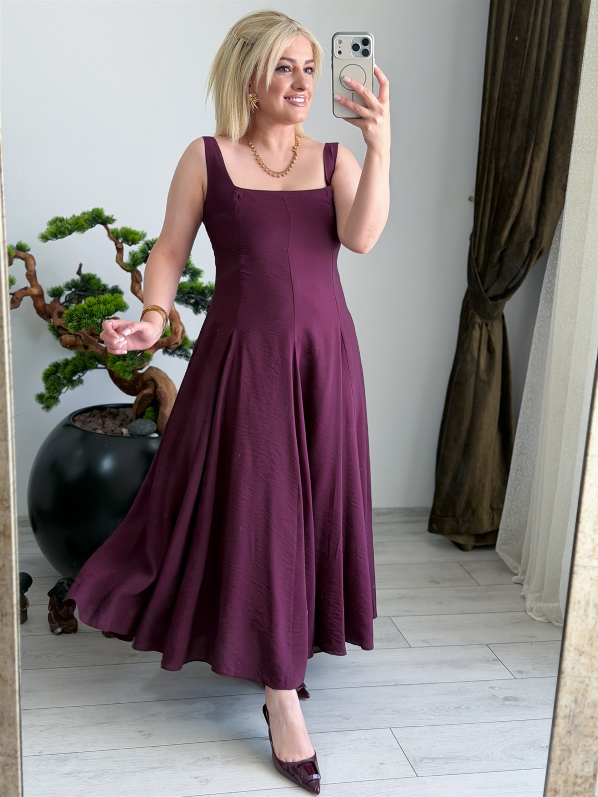 Askılı Şönili Tensel Elbise MÜRDÜM