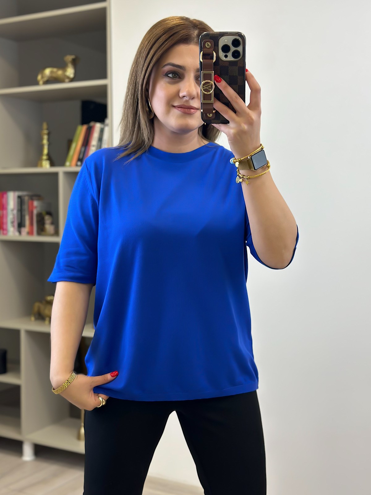 Basic Yaka Kısa Kollu Triko SAKS