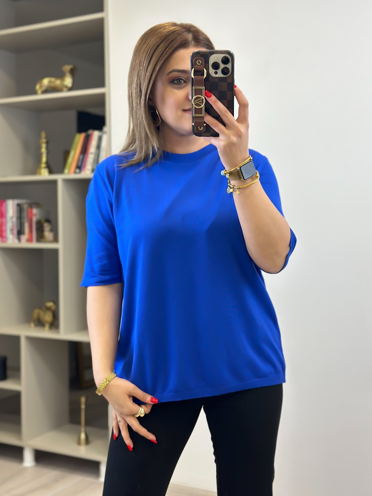 Basic Yaka Kısa Kollu Triko SAKS