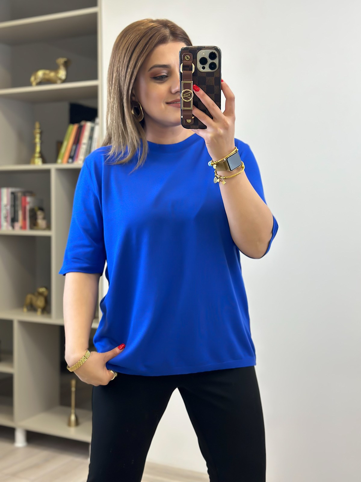Basic Yaka Kısa Kollu Triko SAKS