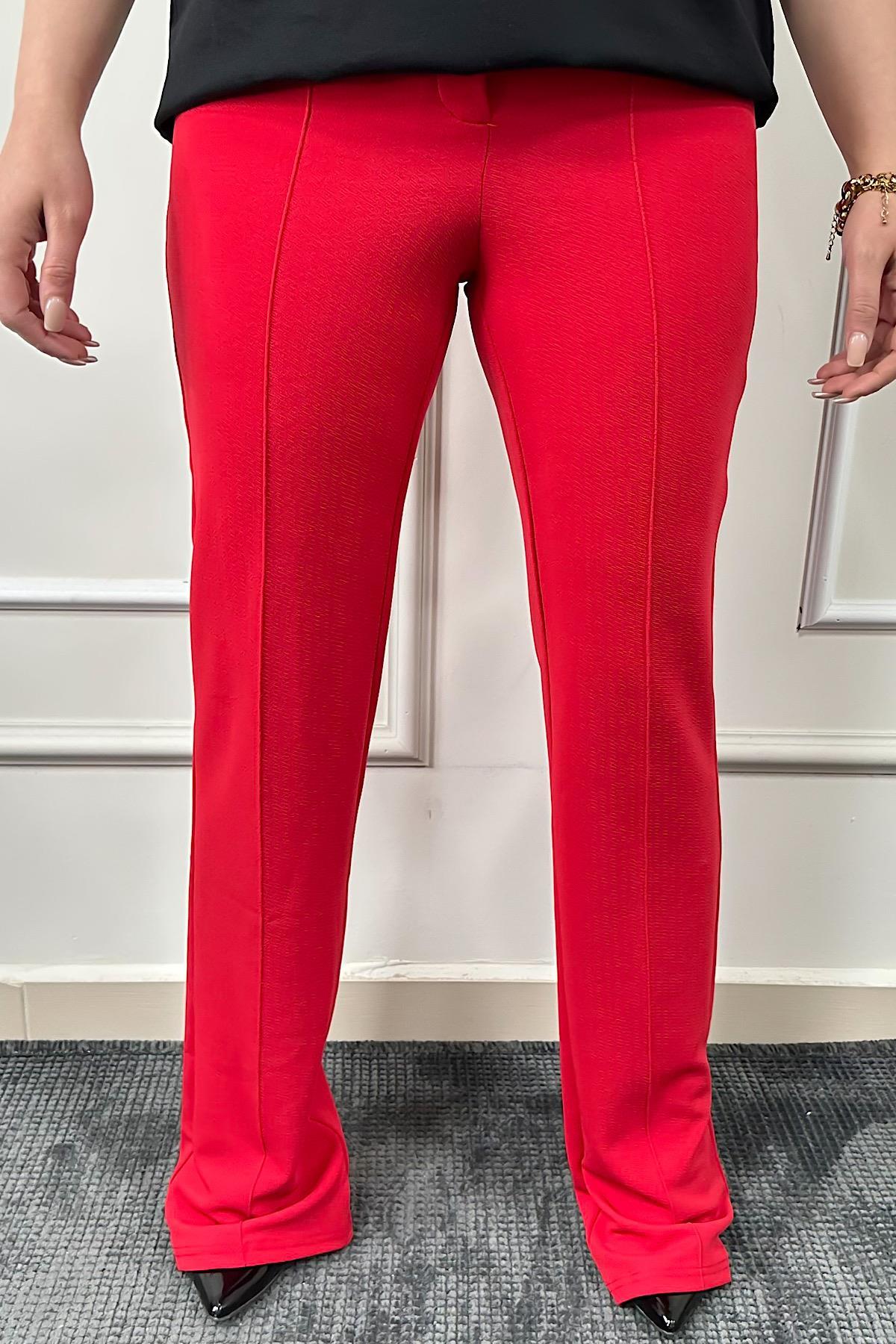 Biyeli Palazzo Pantolon KIRMIZI