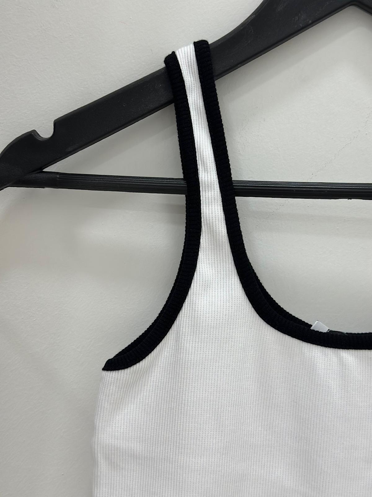 Biyeli Renkli Fitili Atlet BEYAZ SİYAH