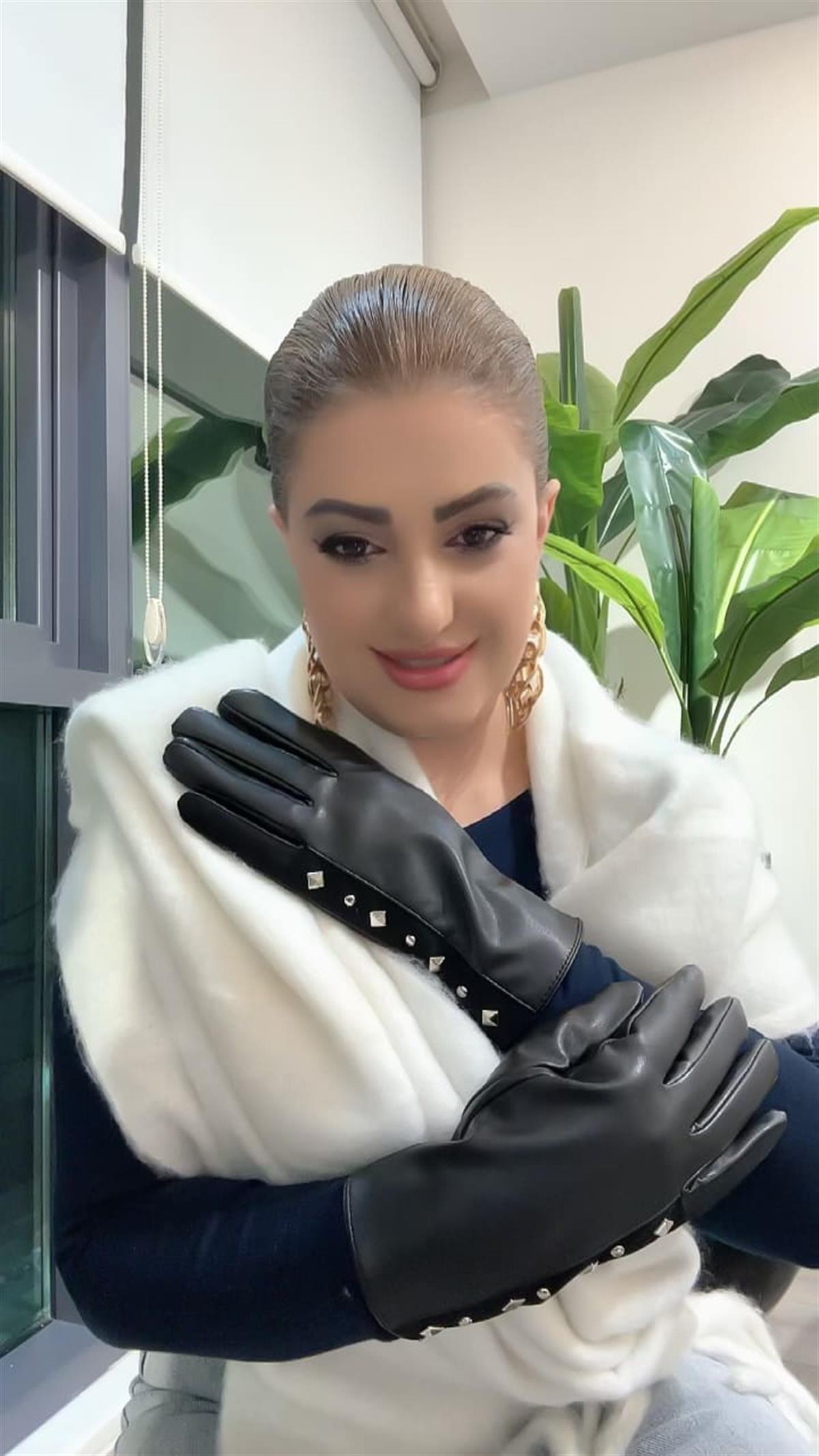 Blok Taşlı PU Deri Eldiven SİYAH