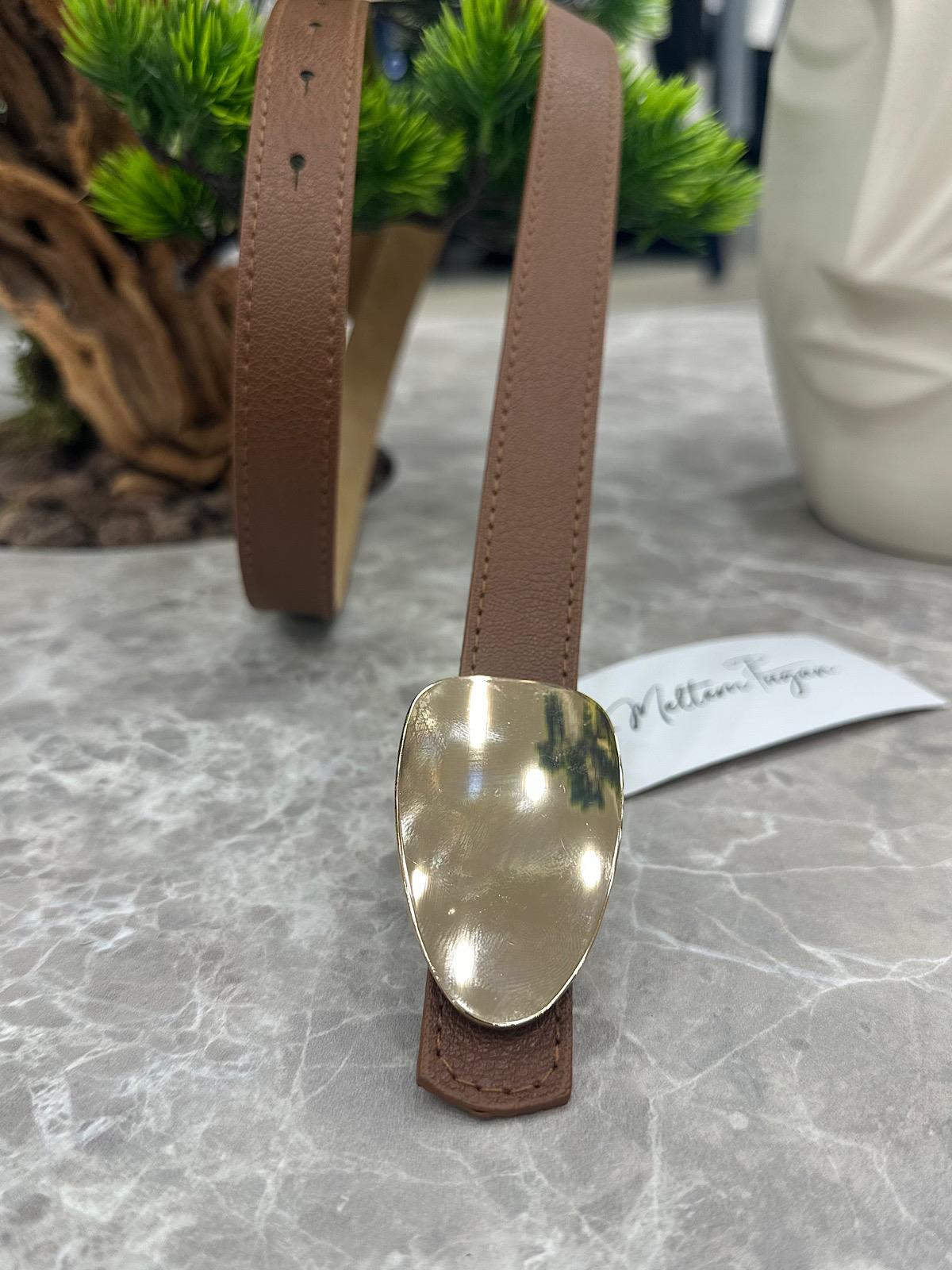 Damla Tokalı Kemer KAHVE