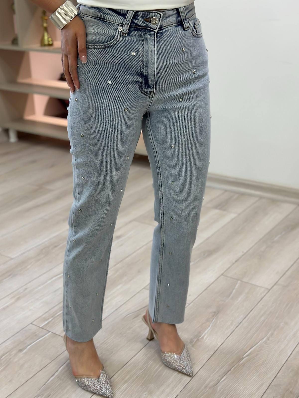 Droplu Mom Fit Pantolon BUZ MAVİ