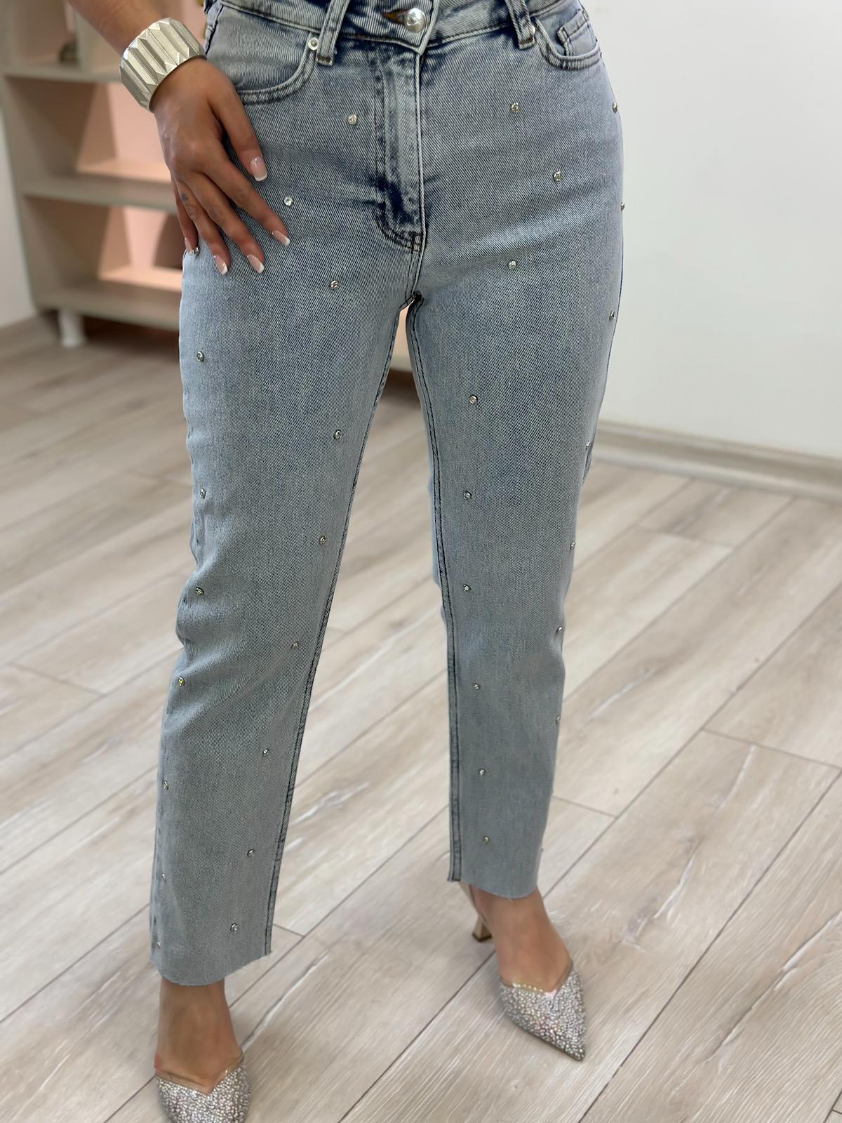 Droplu Mom Fit Pantolon BUZ MAVİ