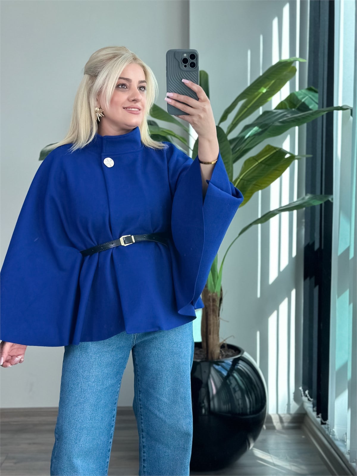 Düz Kaşe Kemerli Panço SAKS