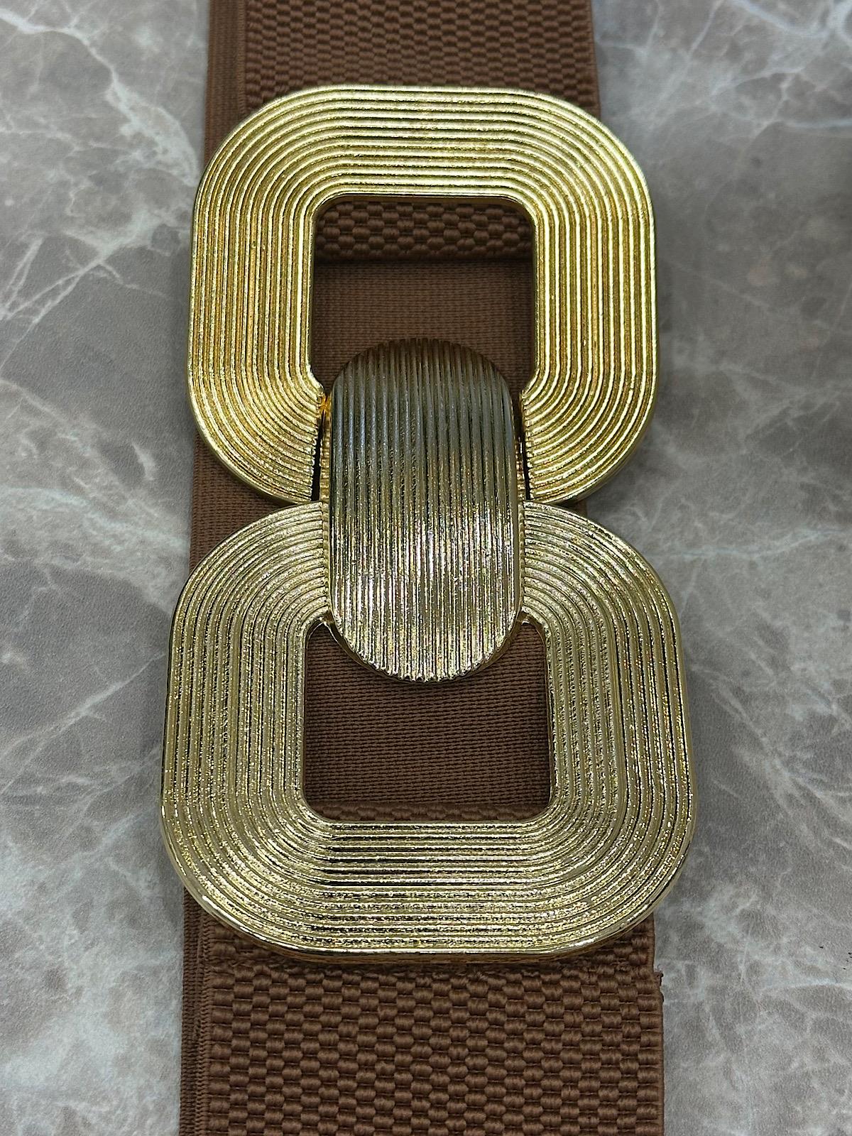 Elastik Gold Tokalı Kemer KAHVE