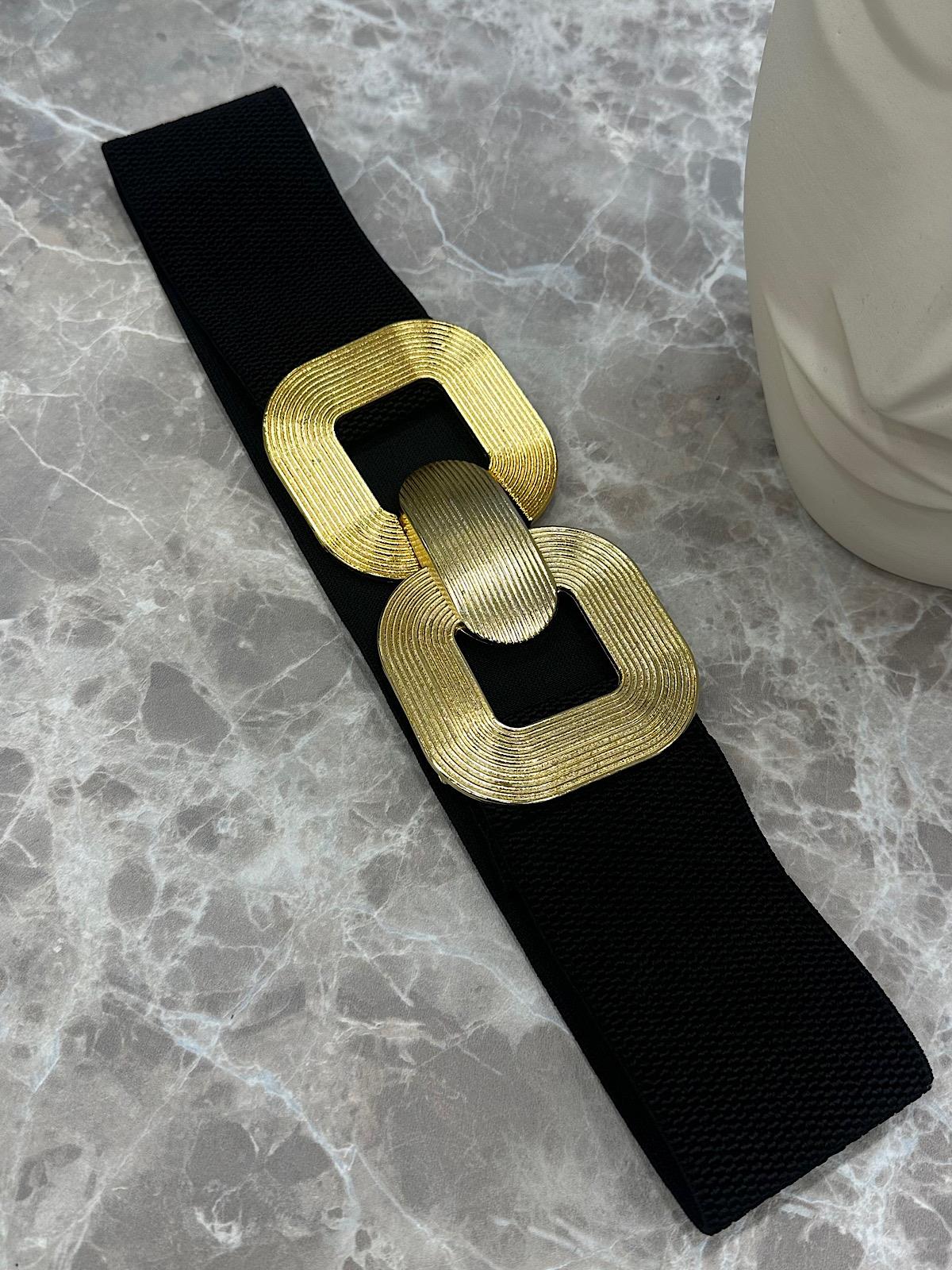 Elastik Gold Tokalı Kemer SİYAH