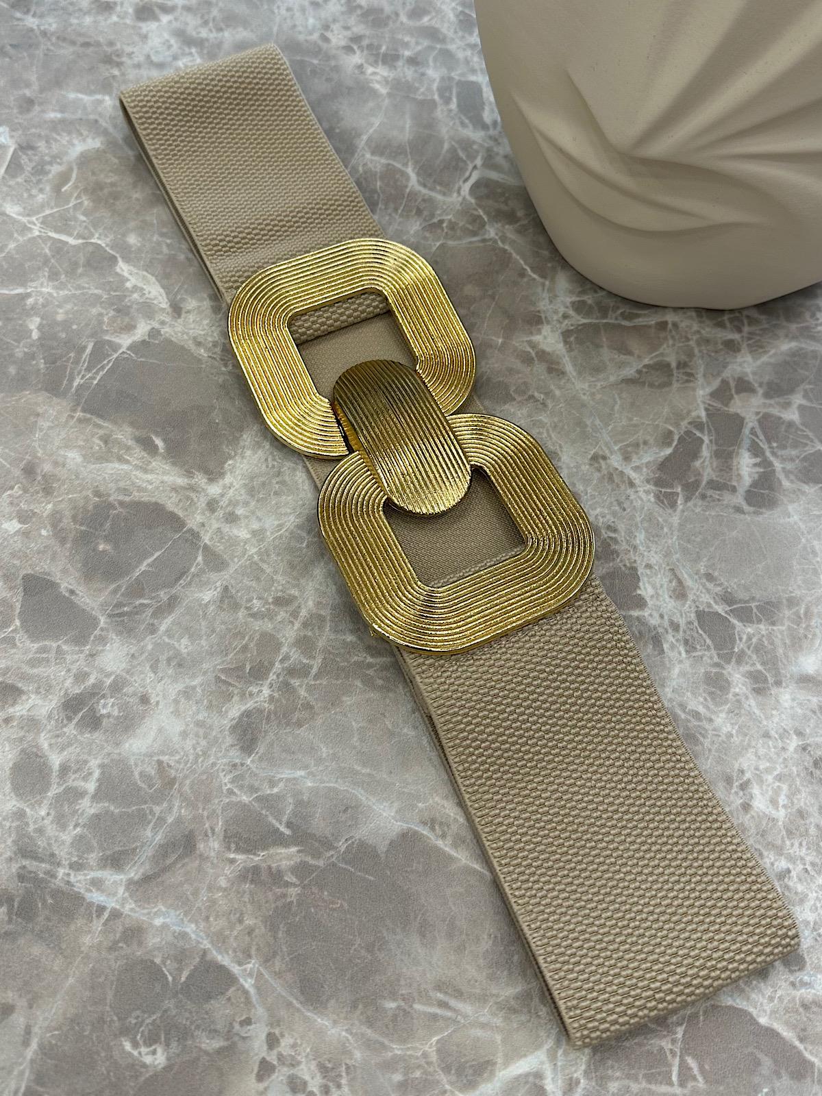 Elastik Gold Tokalı Kemer VİZON