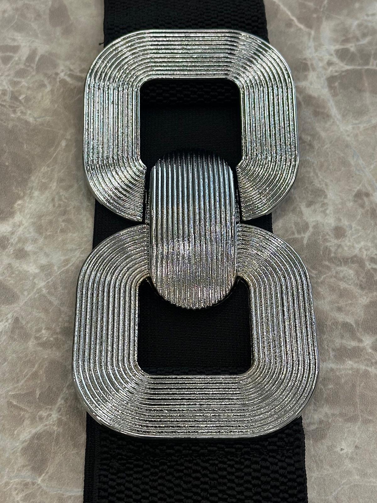 Elastik Gümüş Tokalı Kemer SİYAH