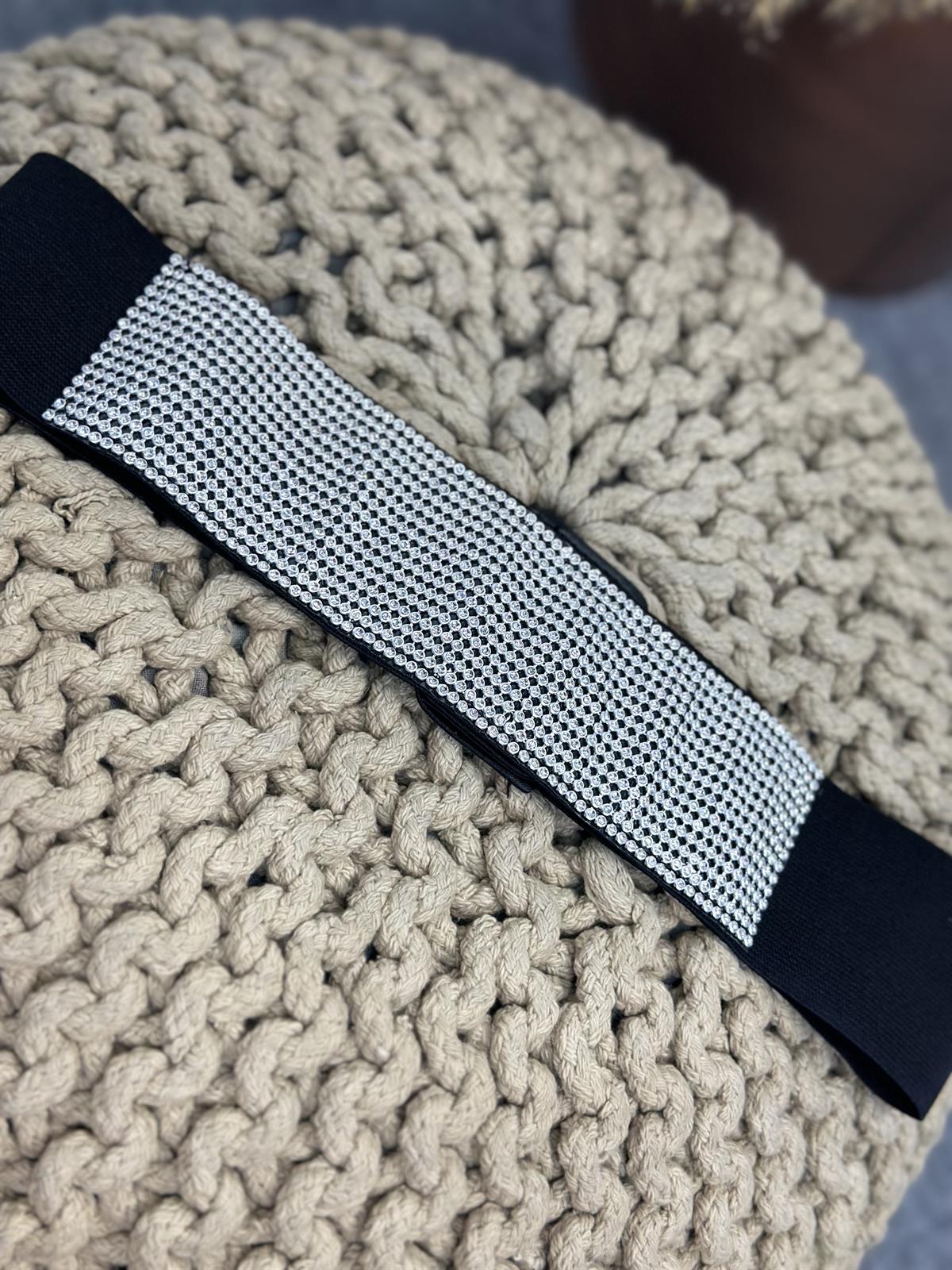 Elastik Önü Taş Detaylı Kemer GÜMÜŞ