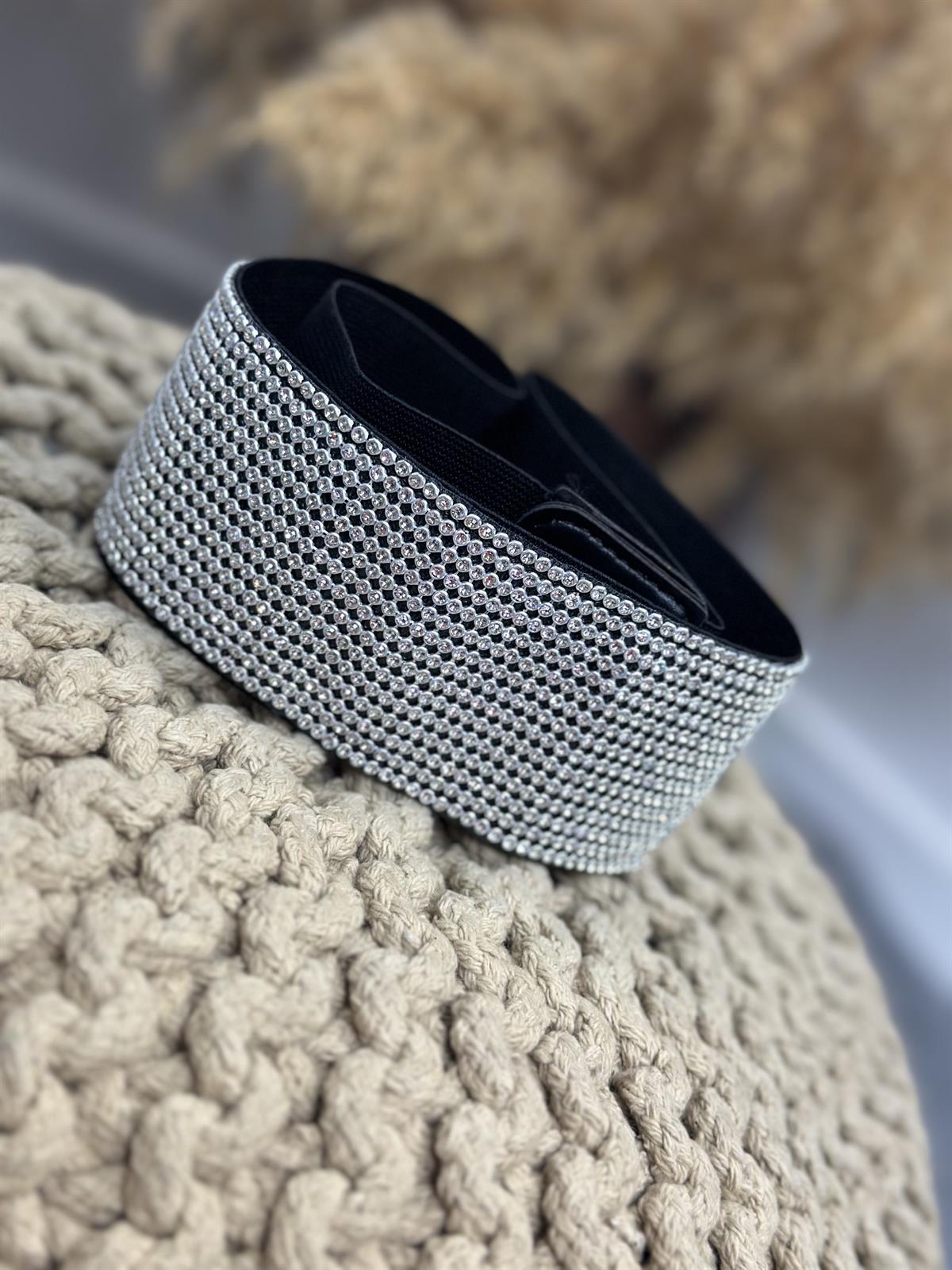 Elastik Önü Taş Detaylı Kemer GÜMÜŞ