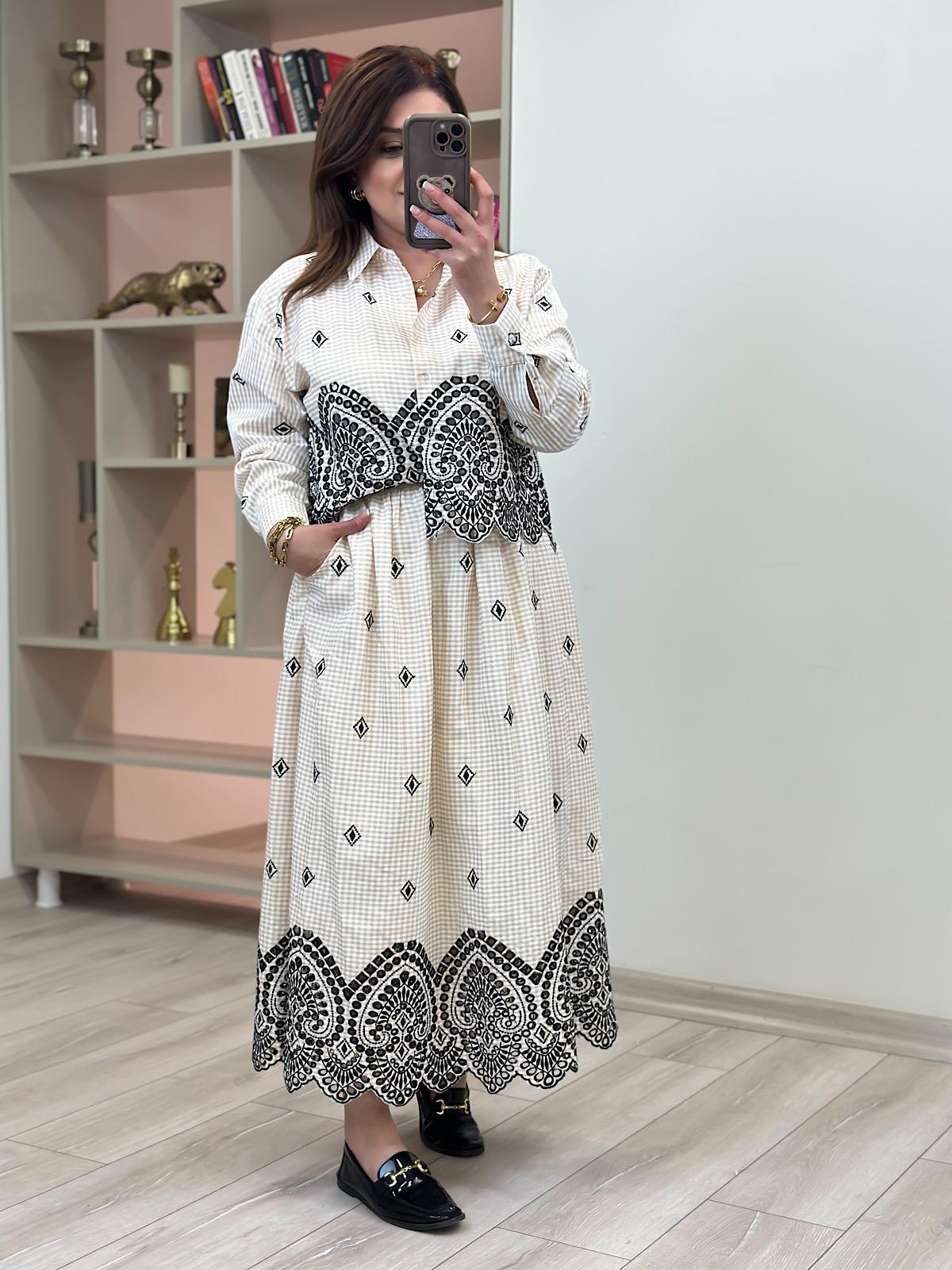 Etnik Desen Nakışlı Etek TAŞ