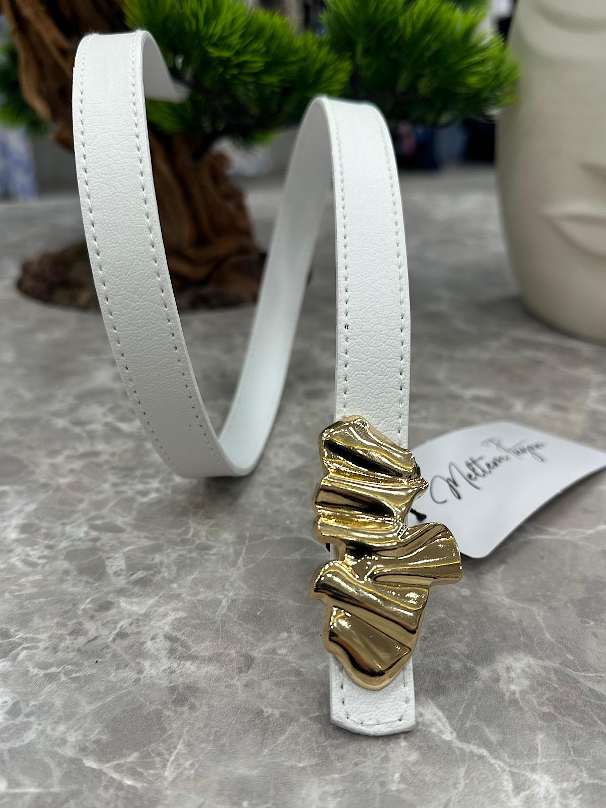 Ezme Gold Tokalı Kemer BEYAZ