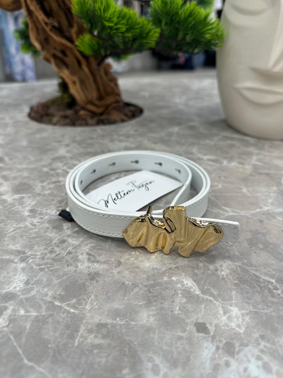 Ezme Gold Tokalı Kemer BEYAZ