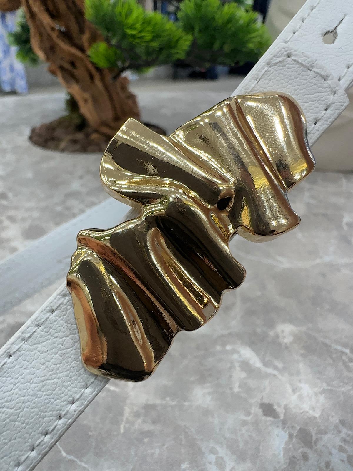 Ezme Gold Tokalı Kemer BEYAZ