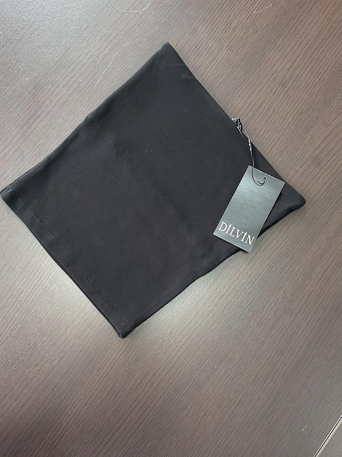 full Likralı Dilvin Crop SİYAH