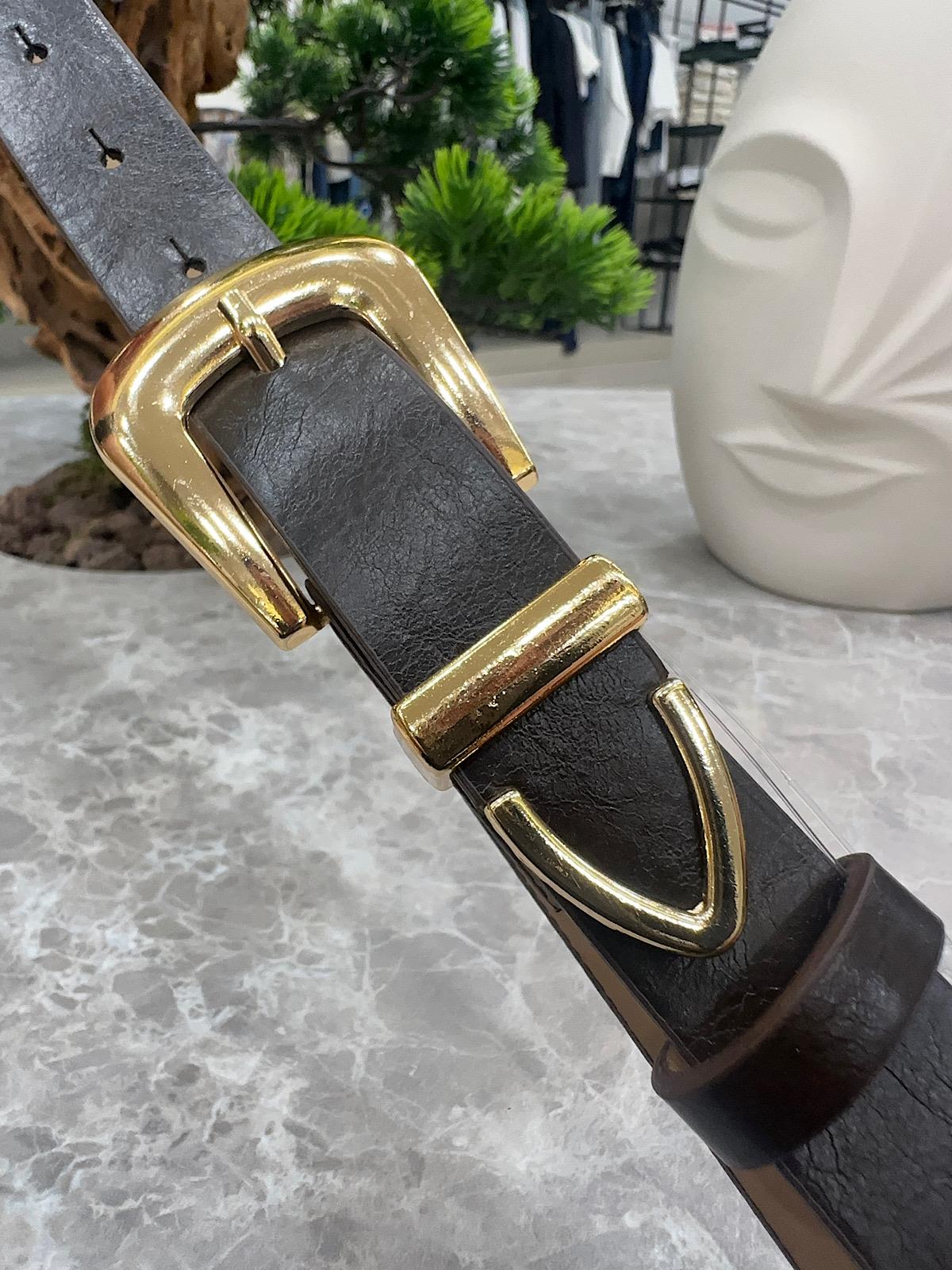 Gold İthal Tokalı Kemer KAHVE