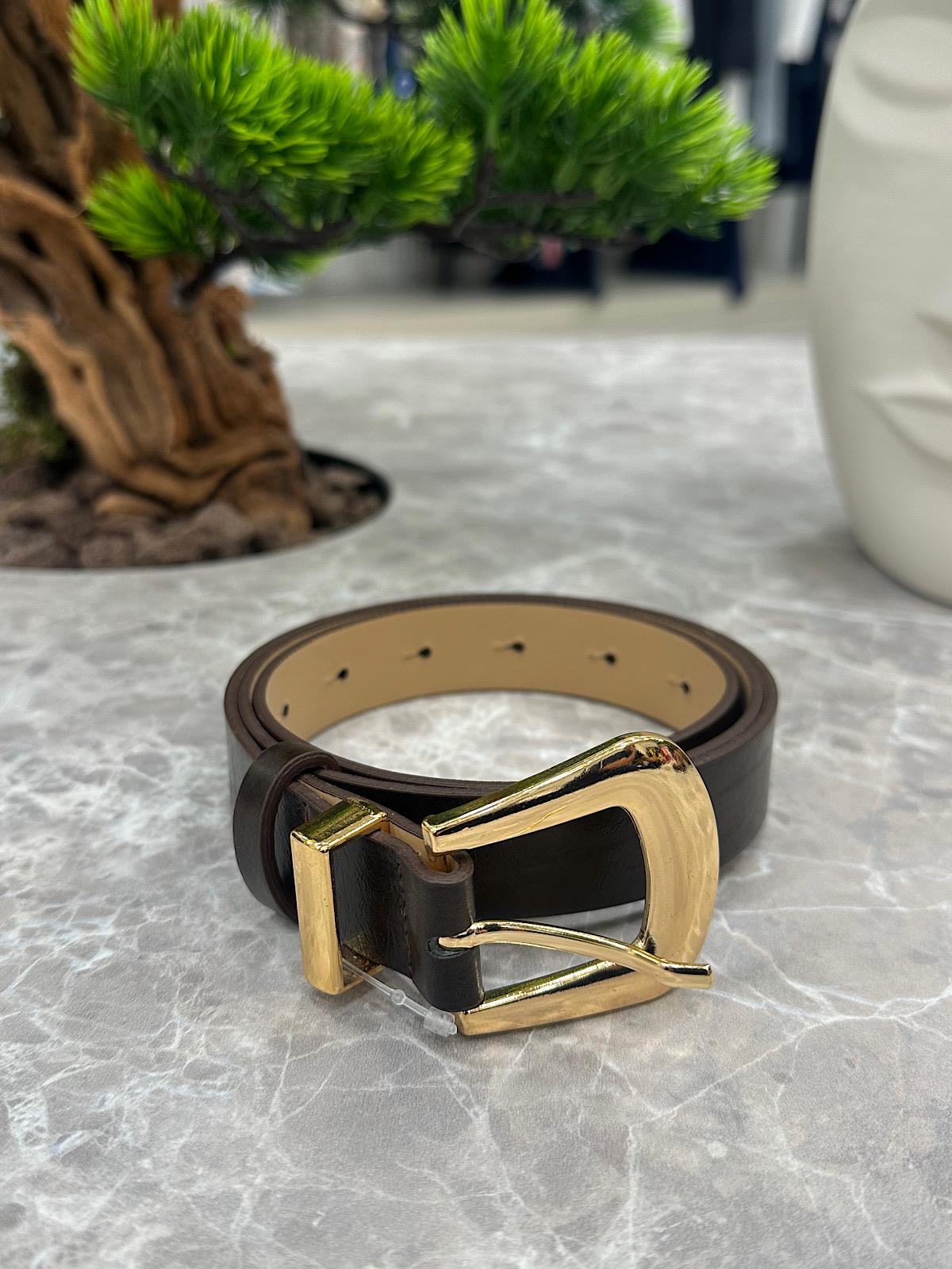 Gold İthal Tokalı Kemer KAHVE