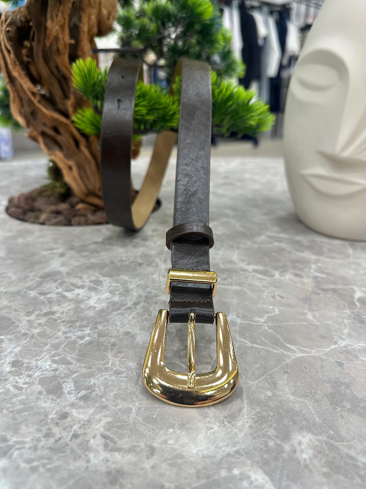 Gold İthal Tokalı Kemer KAHVE