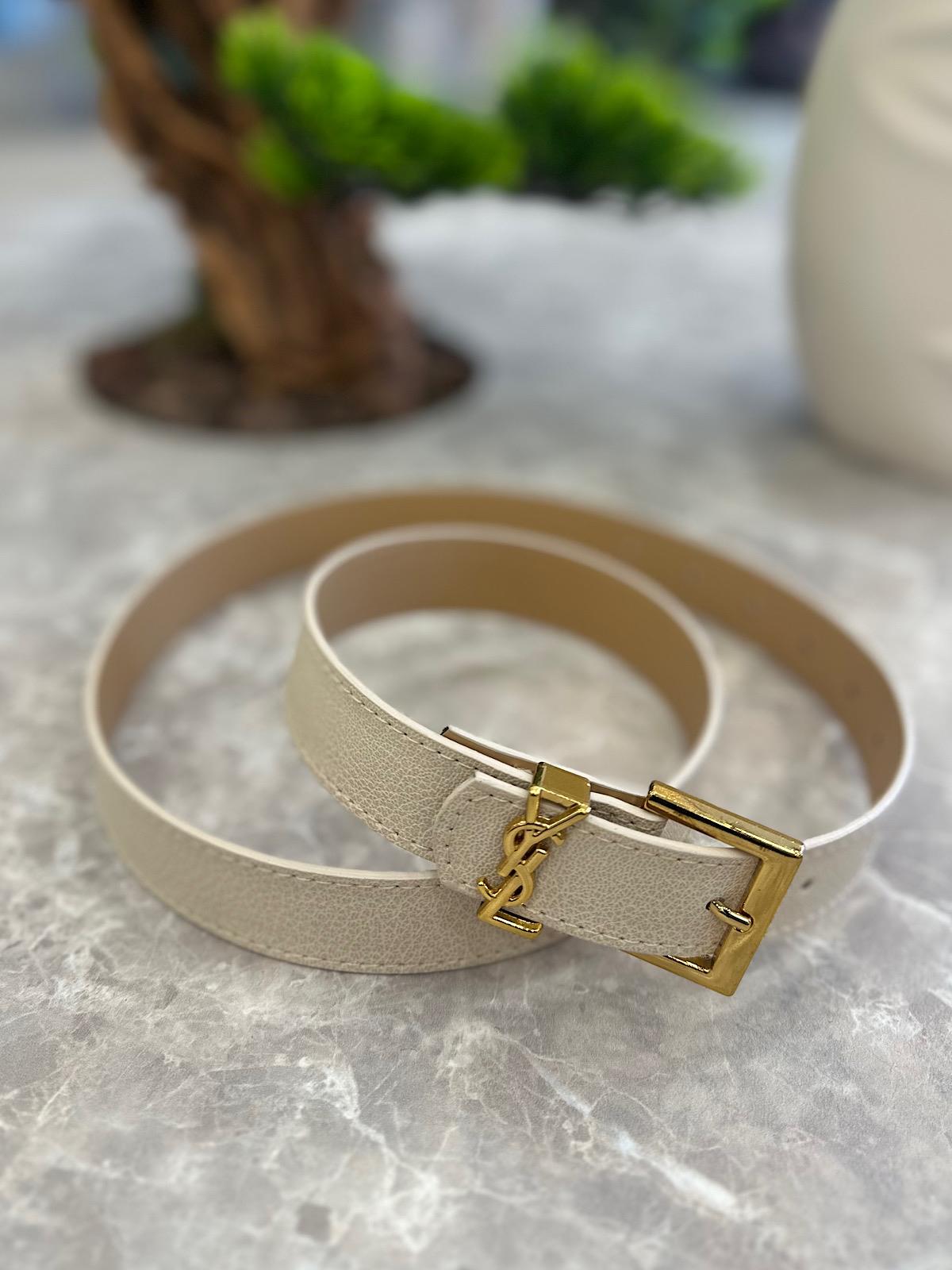 Gold Yazılı Kare Kemer BEJ