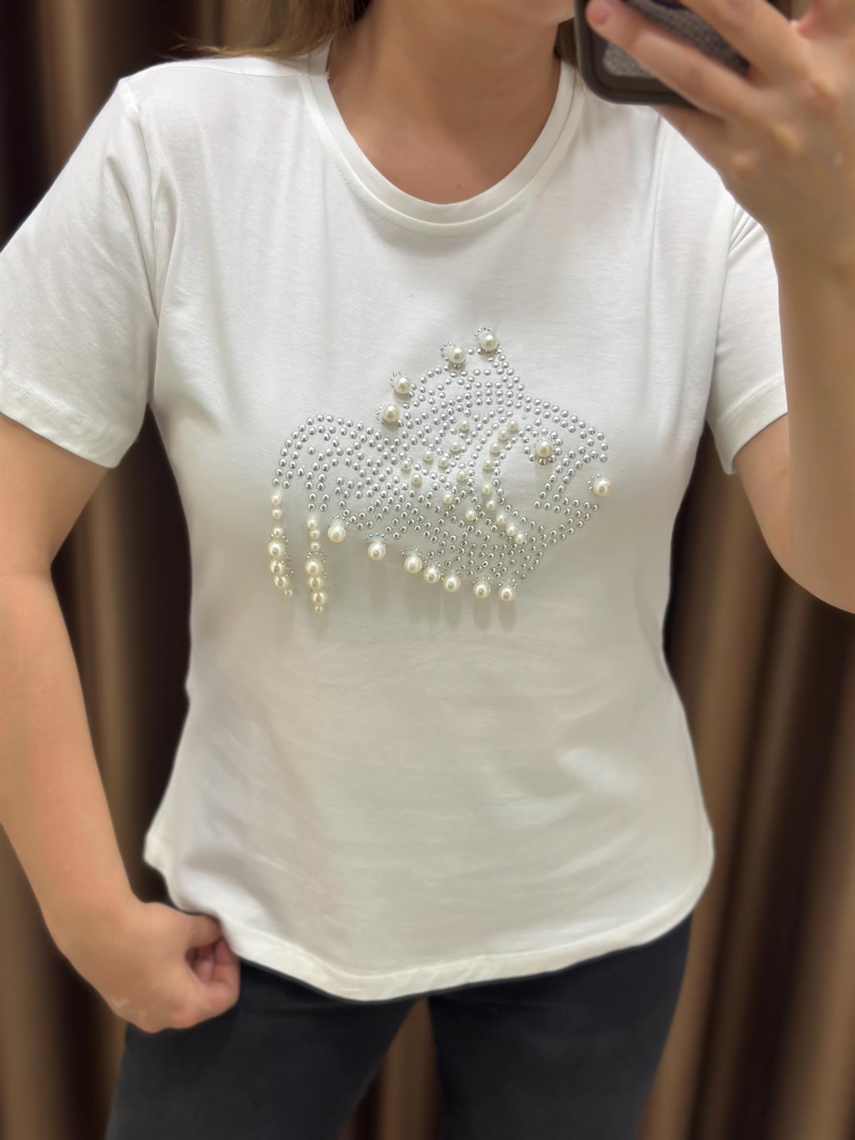 İnci Balık Detaylı Tshirt EKRU