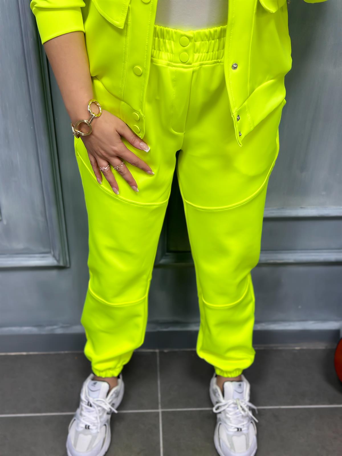 İthal  Scuba Kumaş Eşofman NEON SARI