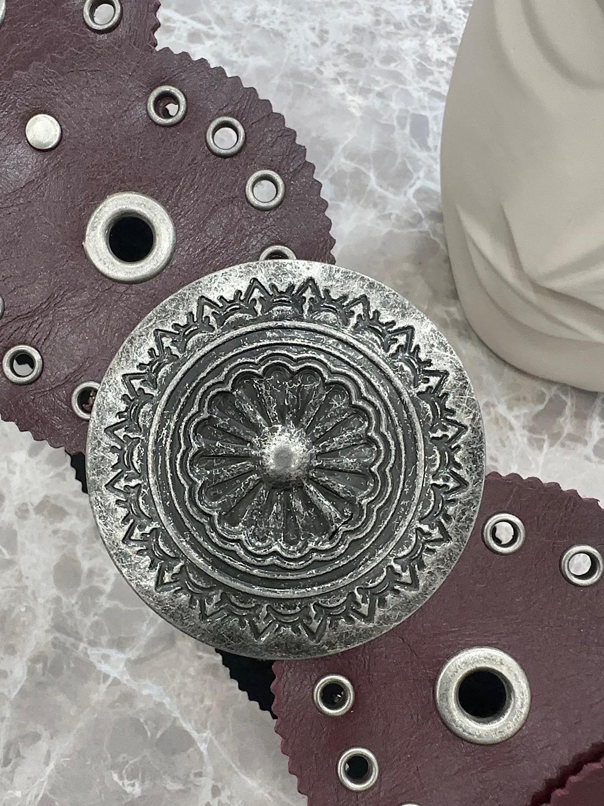 Kabartma Metal Tokalı Kemer BORDO