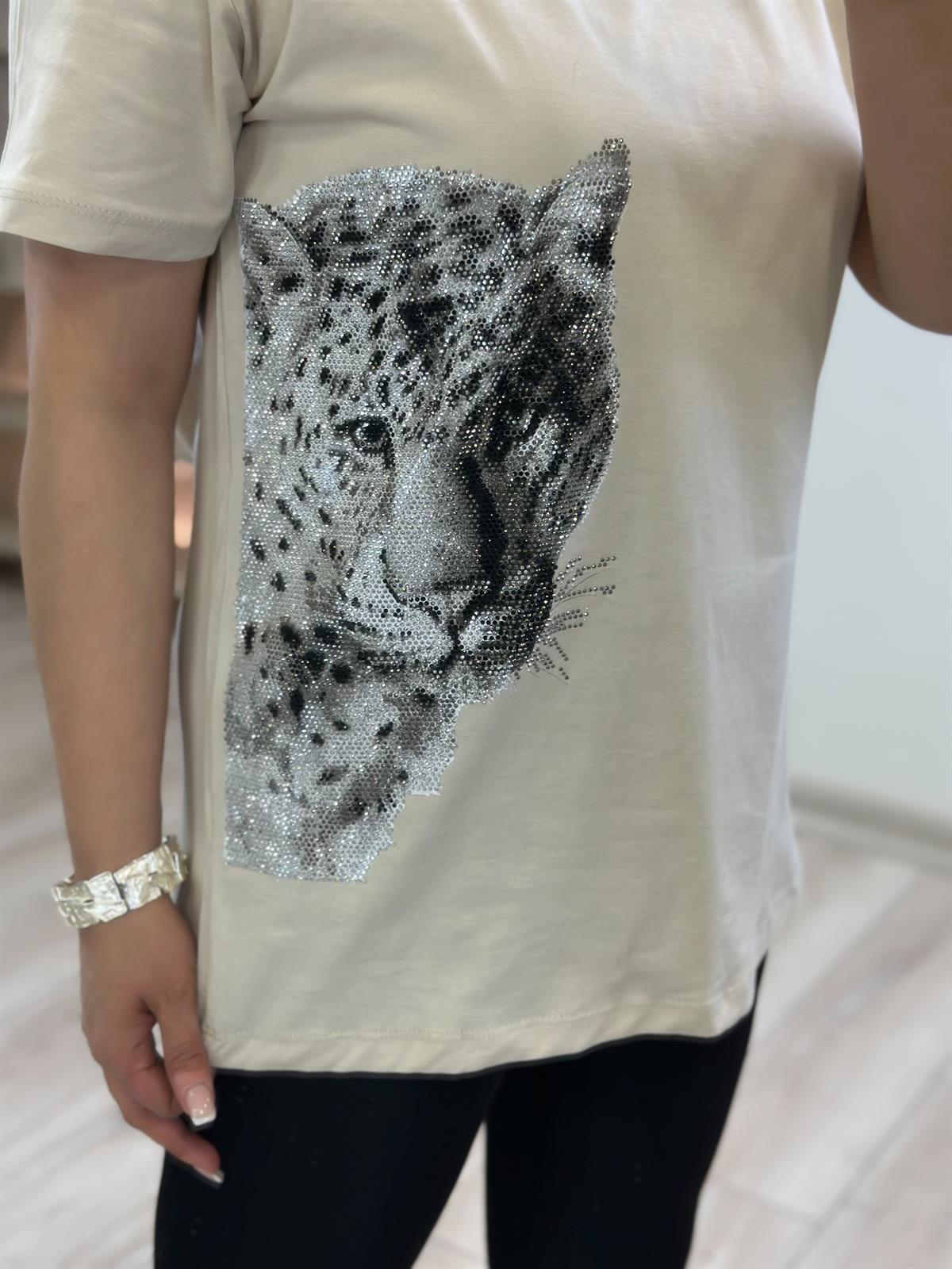 Kaplan Baskılı Tshirt BEJ