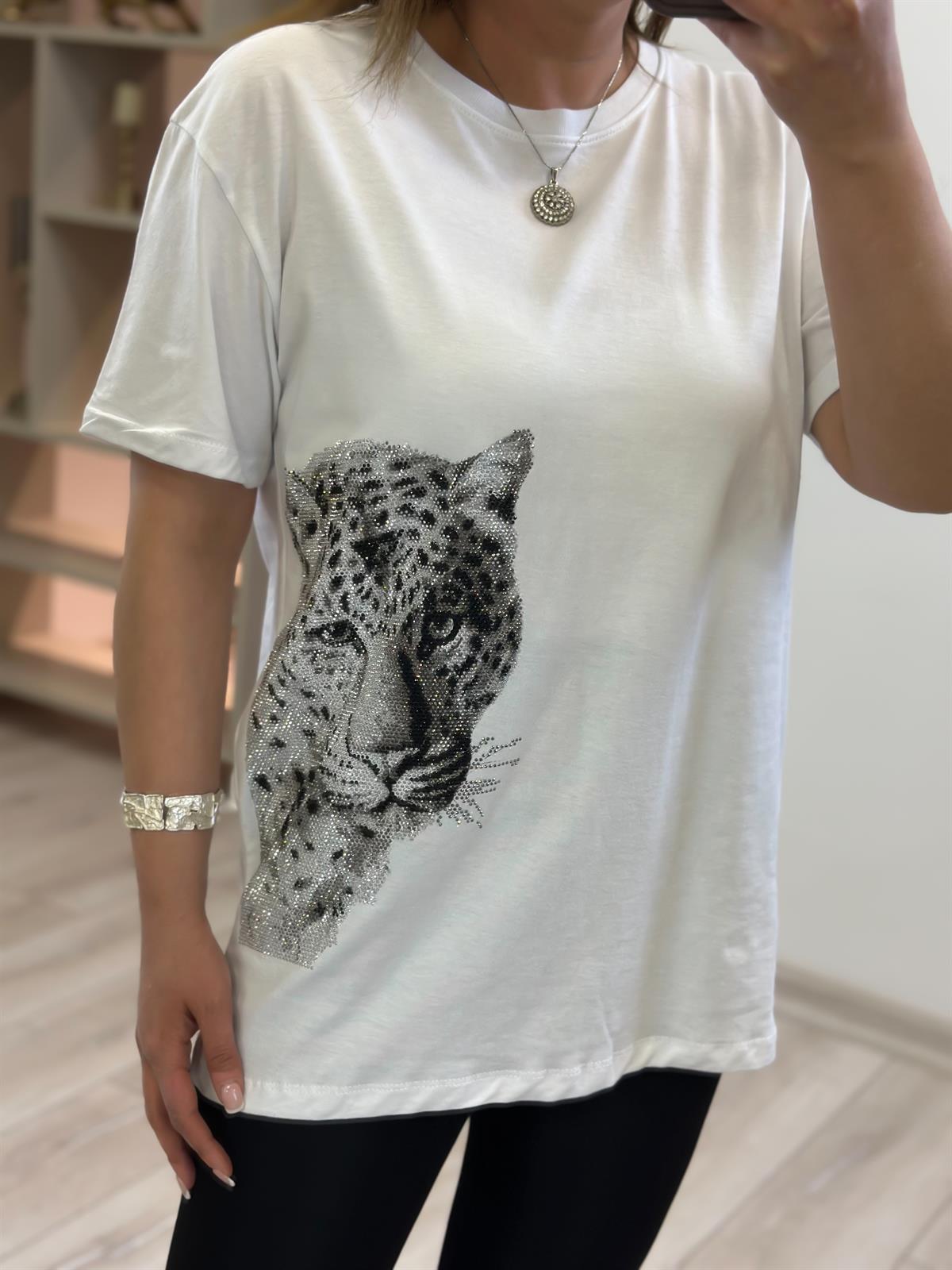 Kaplan Baskılı Tshirt BEYAZ