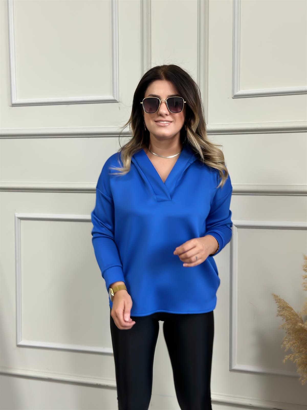 Kapşonlu Scuba Sweatshırt MAVİ