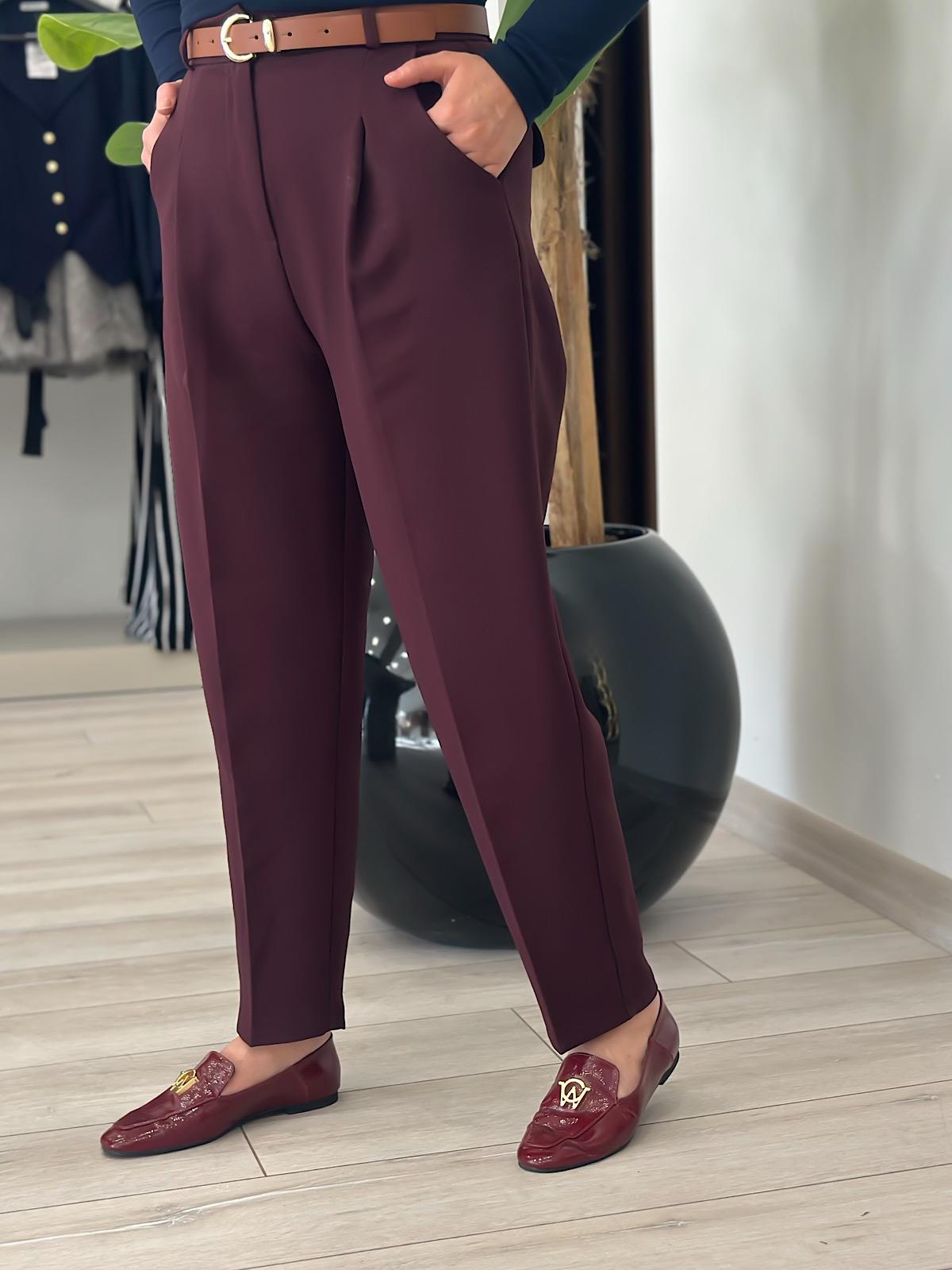 Kemerli Kumaş Pantolon MÜRDÜM
