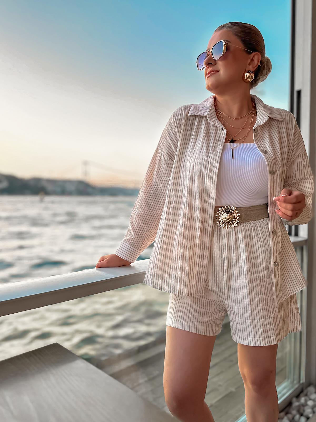 Kemerli Şortlu Takım KAHVE