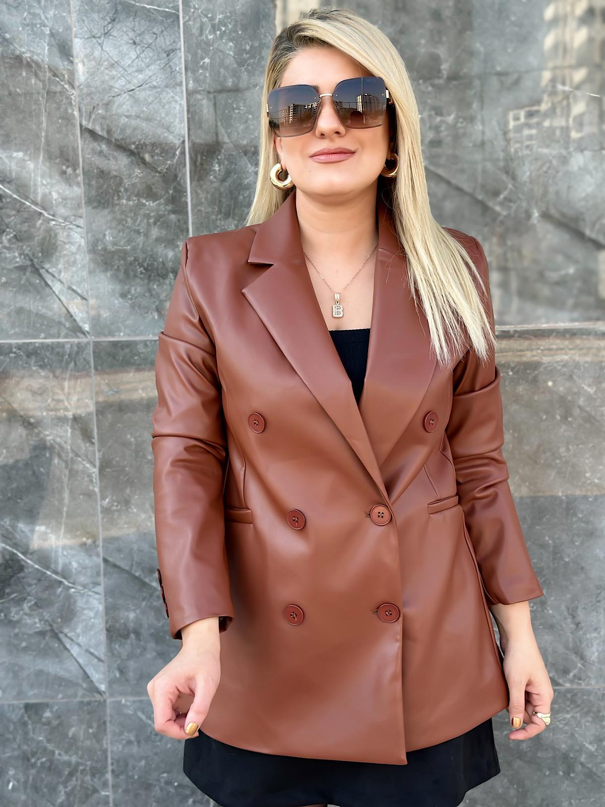 Kruvaze Deri Ceket TABA