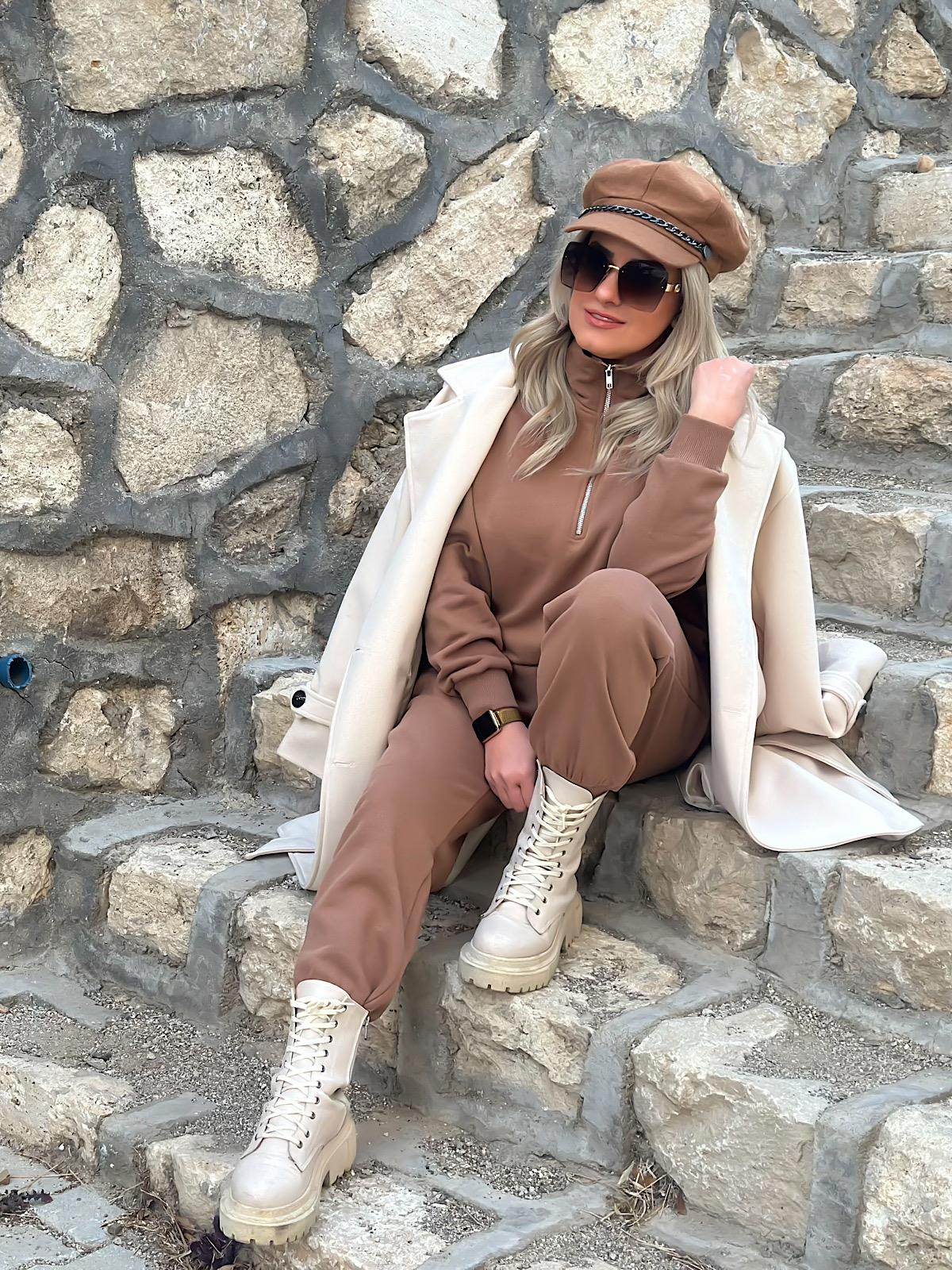 Kuşaklı Premium Kaşe Kaban EKRU