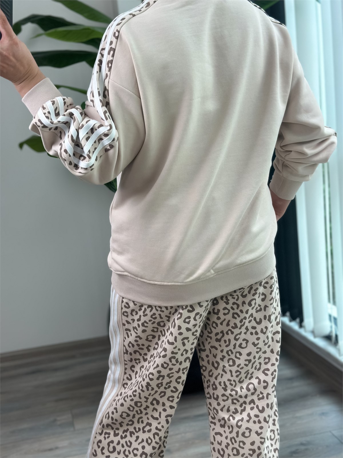Leopar Detaylı İkili Uzun Kol Takım BEJ