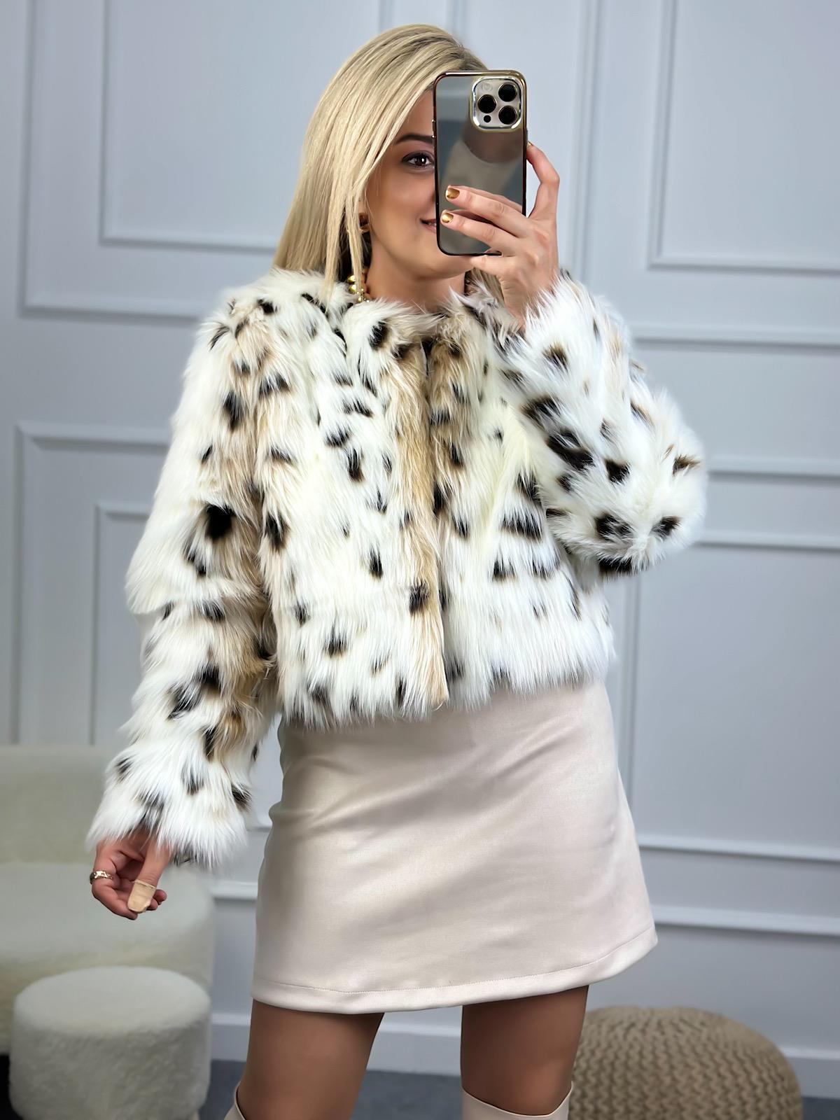 Leopar Tüylü Kürk EKRU