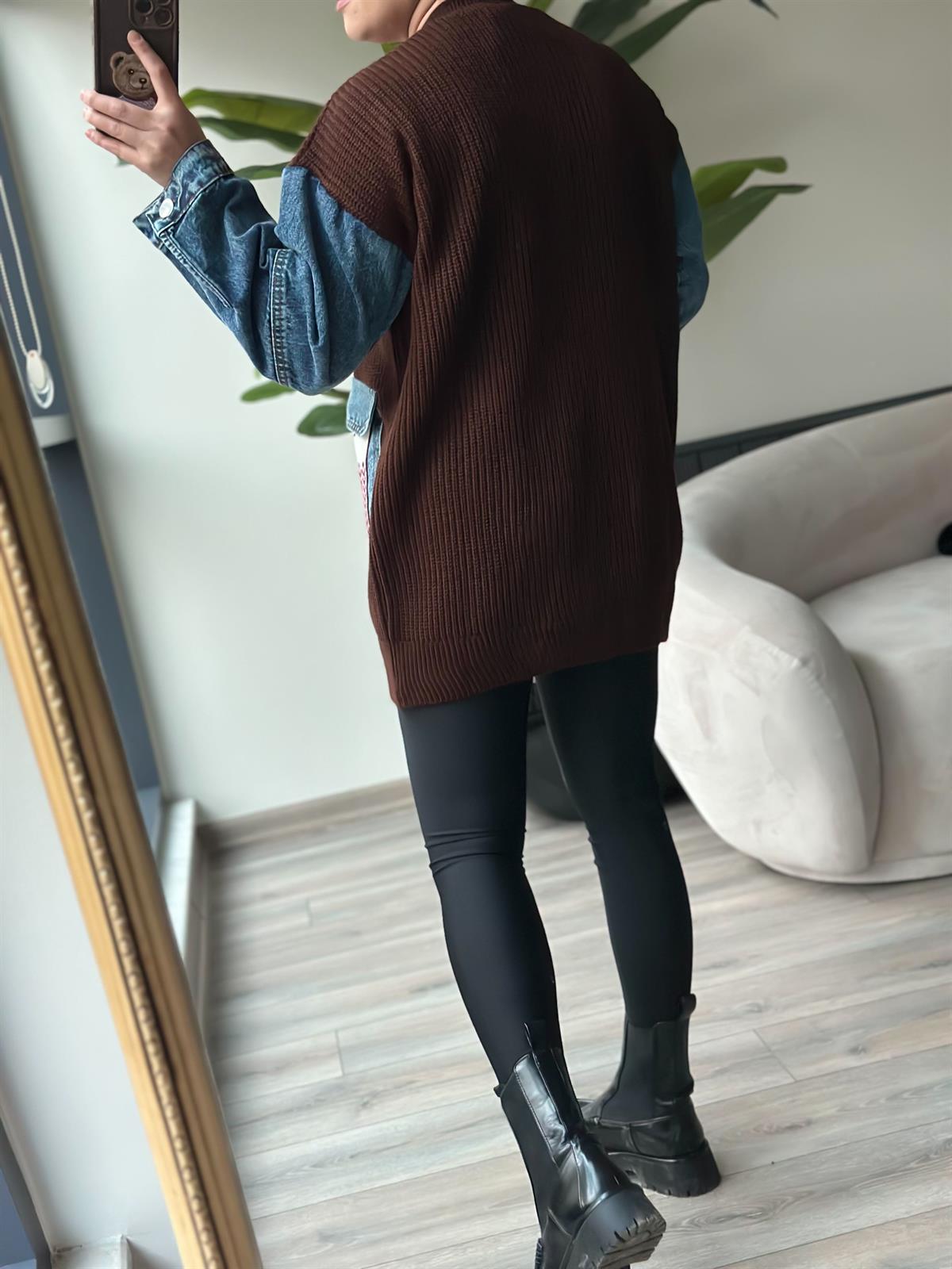 Liesta Kot Garnili Hırka KAHVE