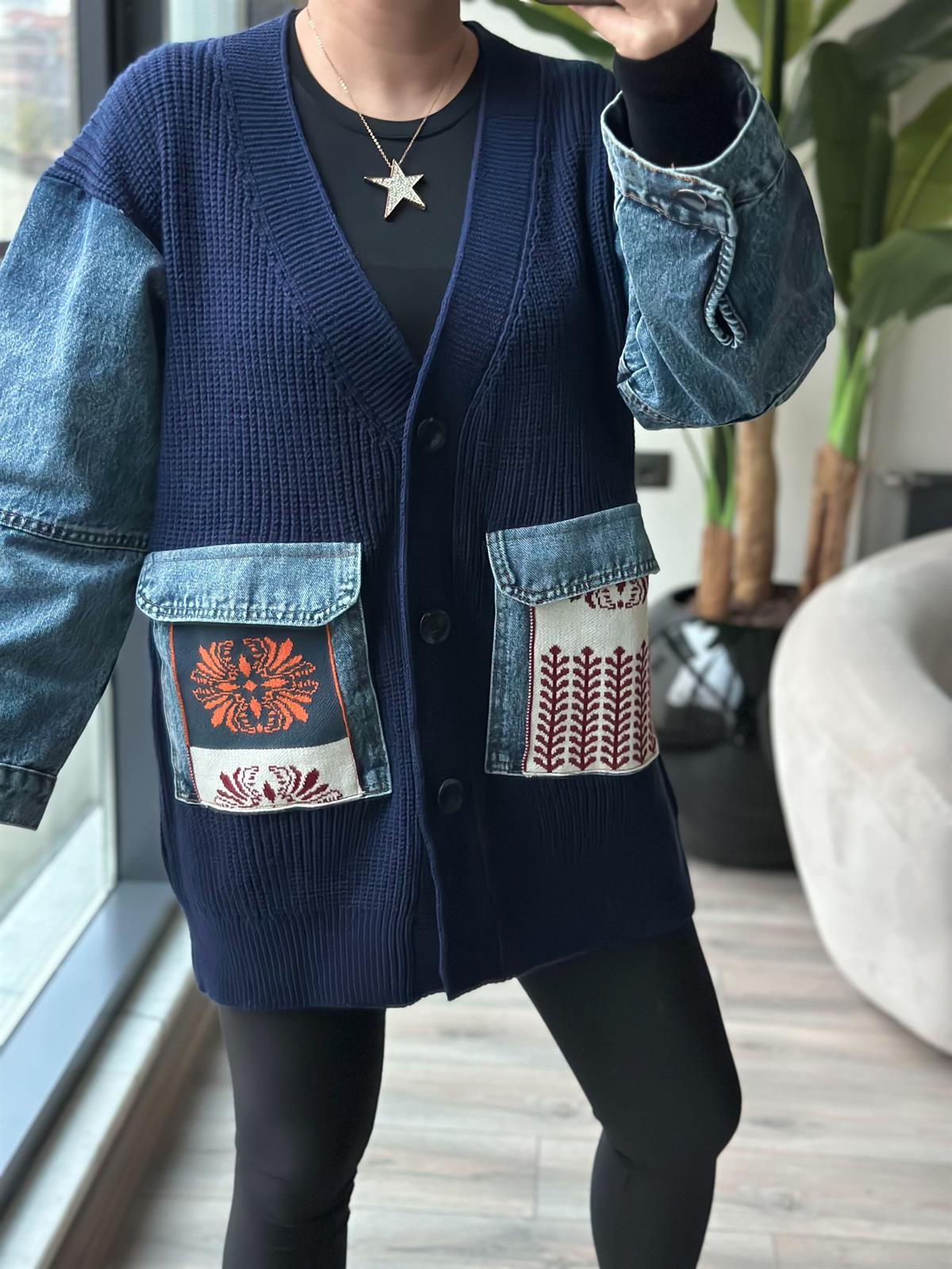 Liesta Kot Garnili Hırka LACİVERT