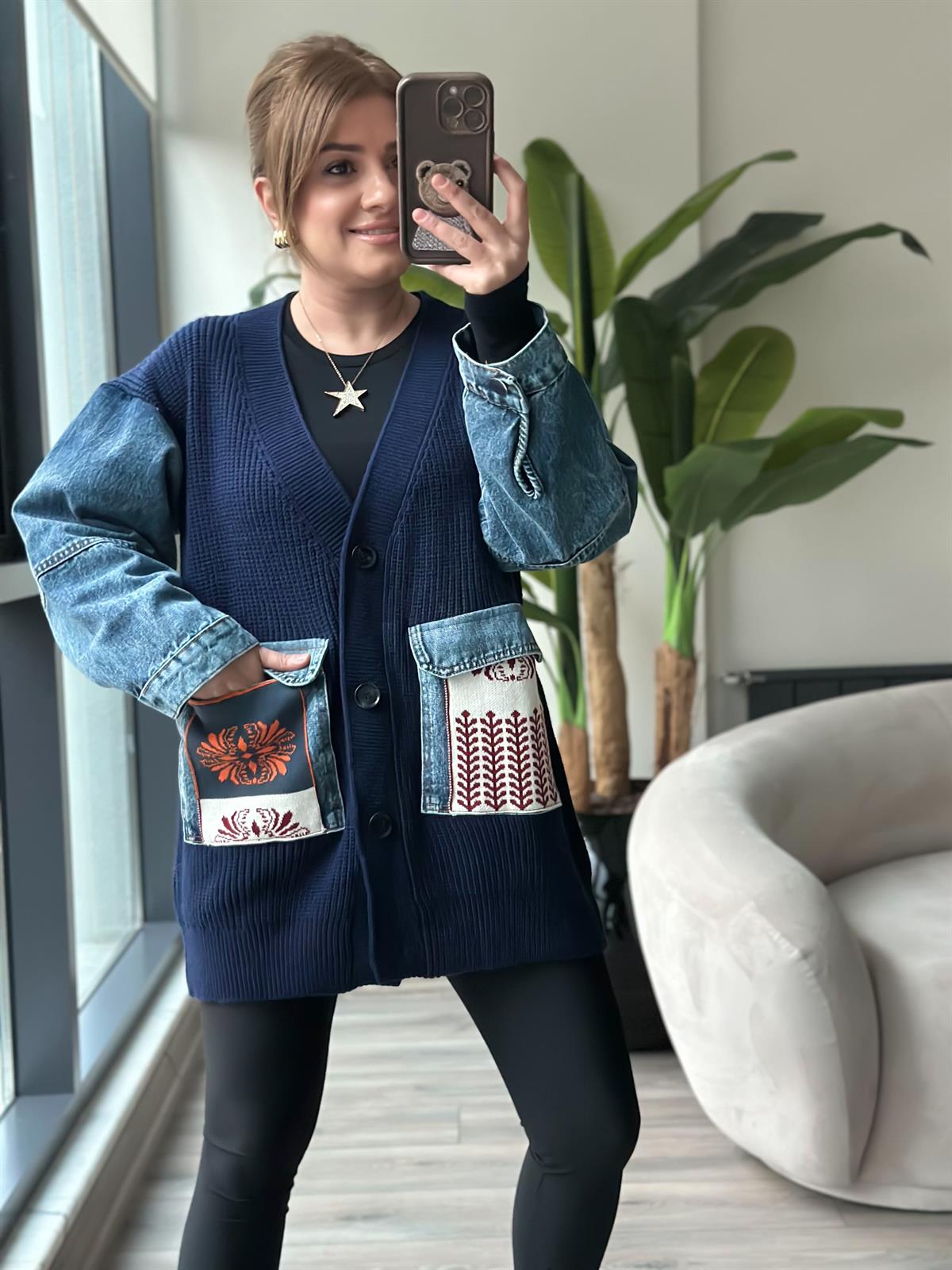 Liesta Kot Garnili Hırka LACİVERT