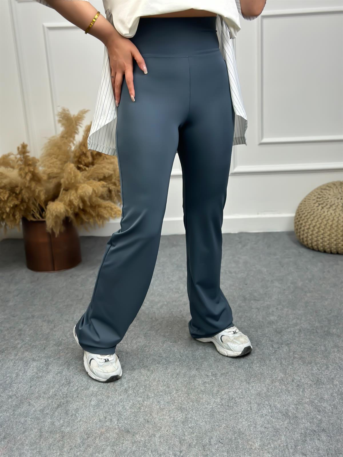 Likralı Kalın Kemerli İspanyol Paça Tayt ANTRASİT